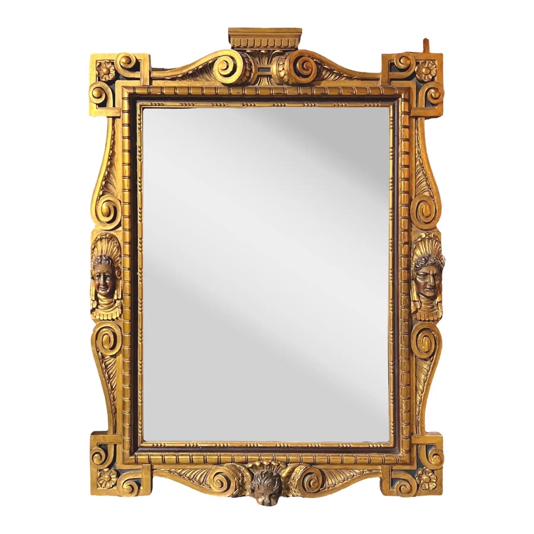 Art Deco Walleco Mirror en bois doré en vente