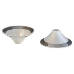 Art Deco Period Glass Lampshades PAIR (A) Conical & Frosted, circa 1925