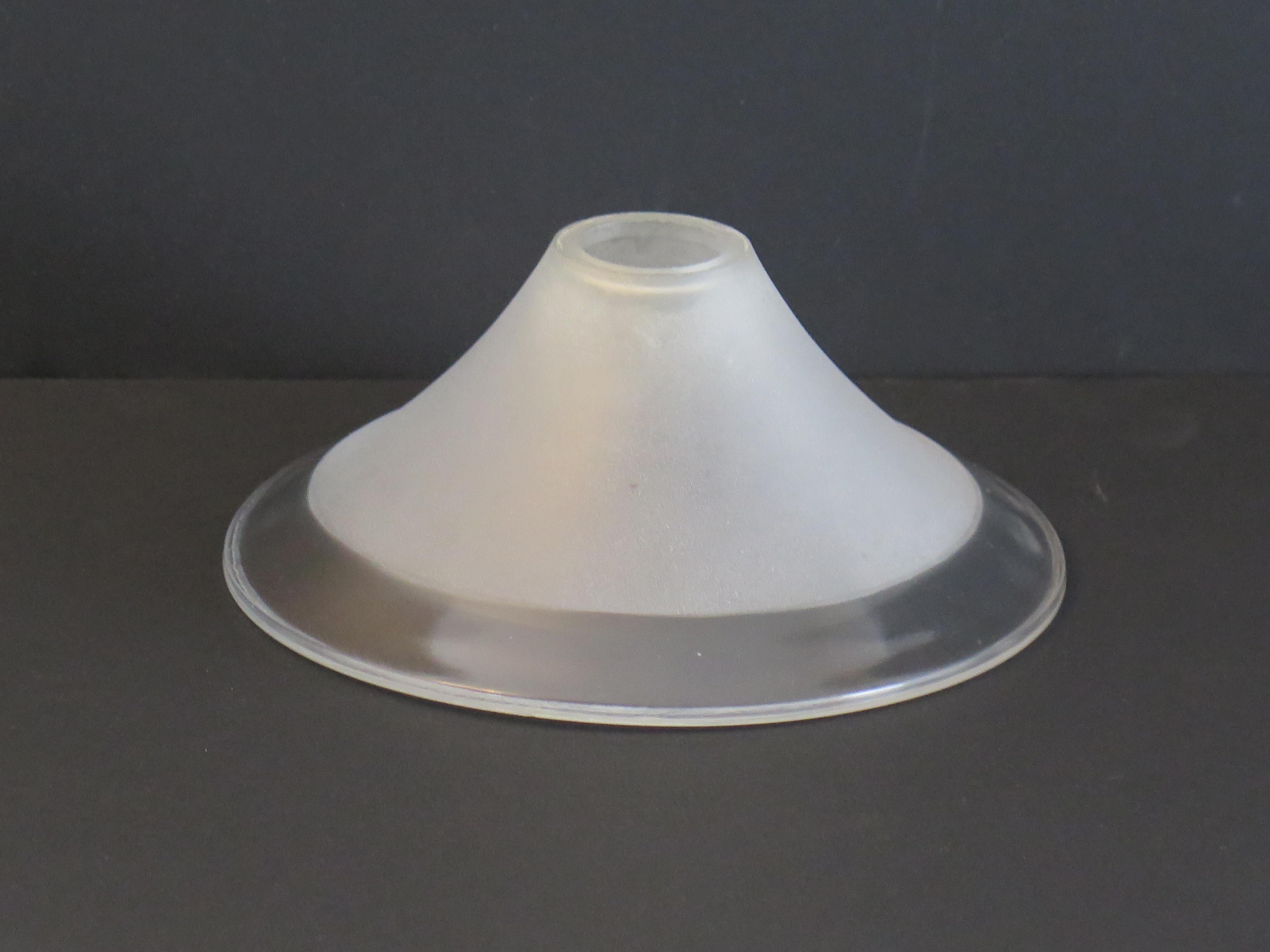 Art Deco Period Glass Lampshades PAIR (B) Conical & Frosted, circa 1925 For Sale 7
