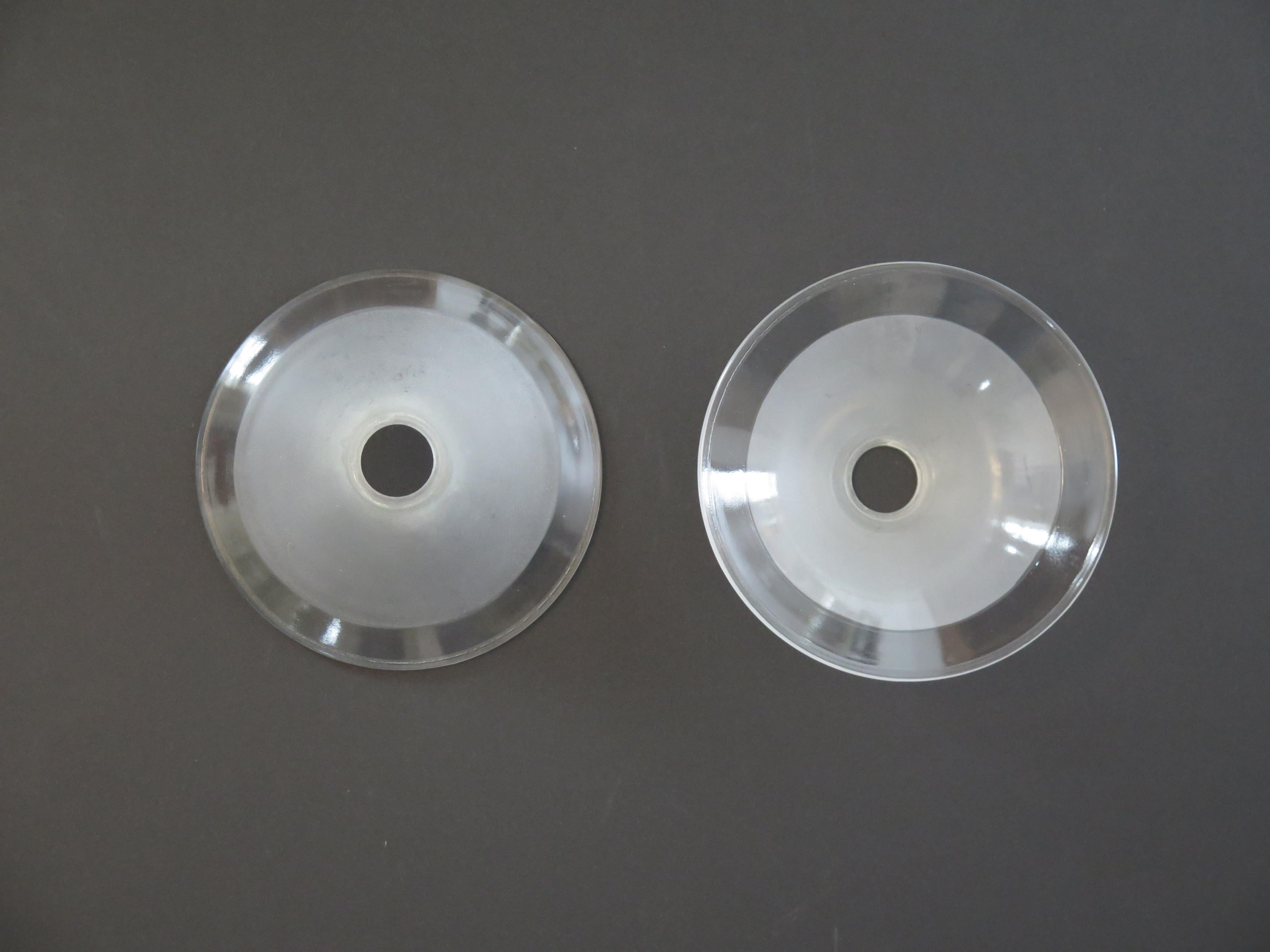 Art Deco Period Glass Lampshades PAIR (B) Conical & Frosted, circa 1925 For Sale 8