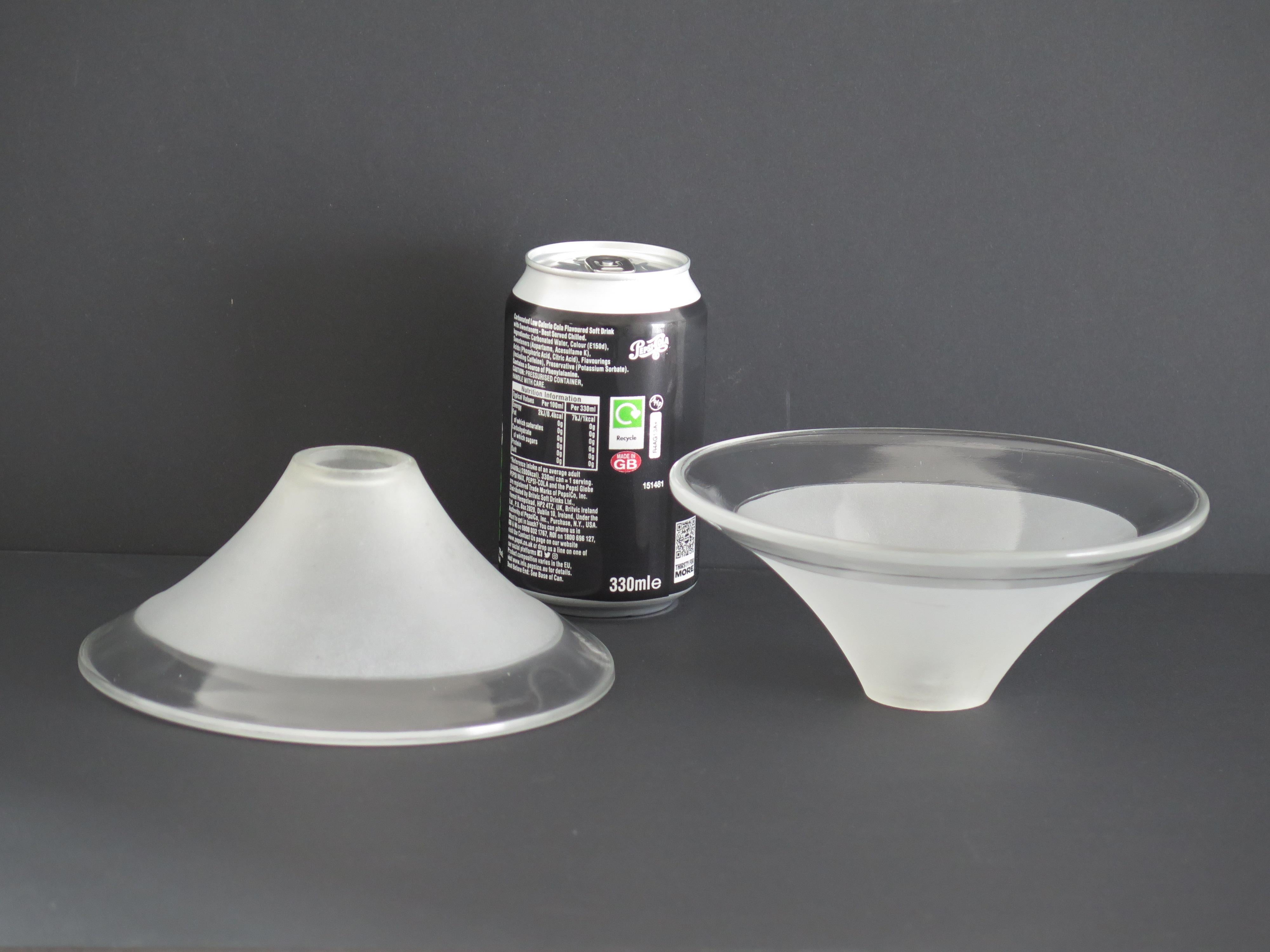 Art Deco Period Glass Lampshades PAIR (B) Conical & Frosted, circa 1925 For Sale 9