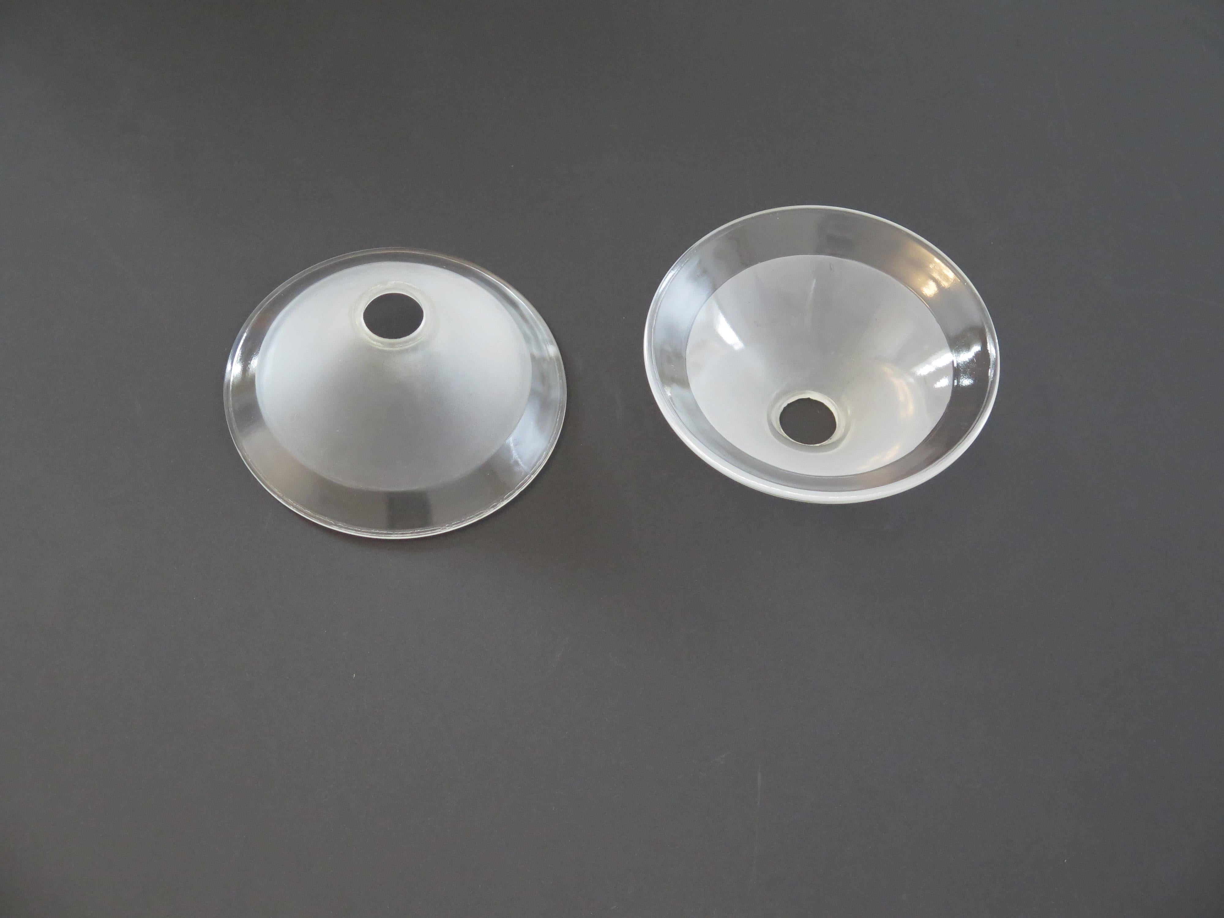 British Art Deco Period Glass Lampshades PAIR (B) Conical & Frosted, circa 1925 For Sale