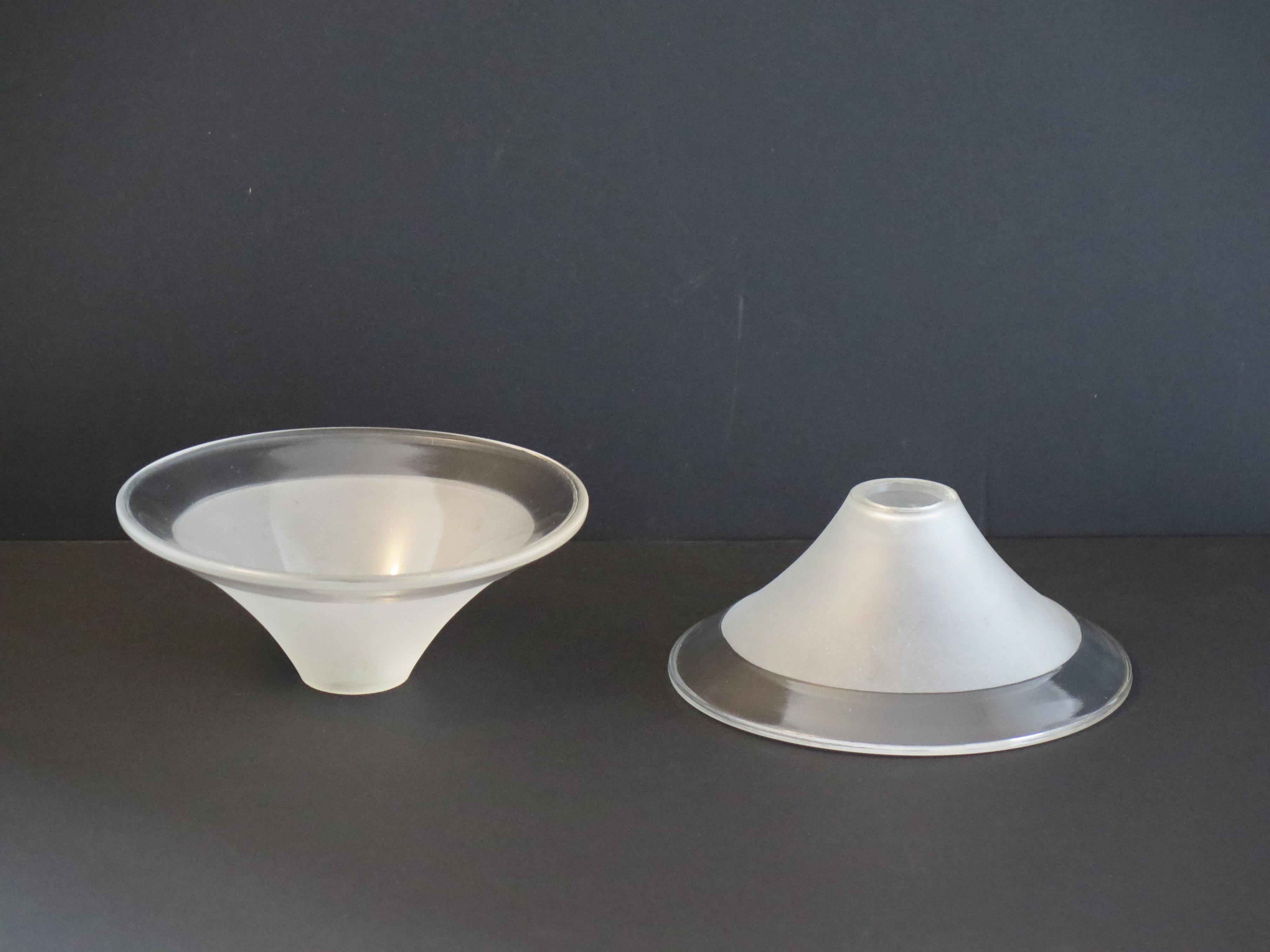Art Deco Period Glass Lampshades PAIR (B) Conical & Frosted, circa 1925 In Good Condition For Sale In Lincoln, Lincolnshire