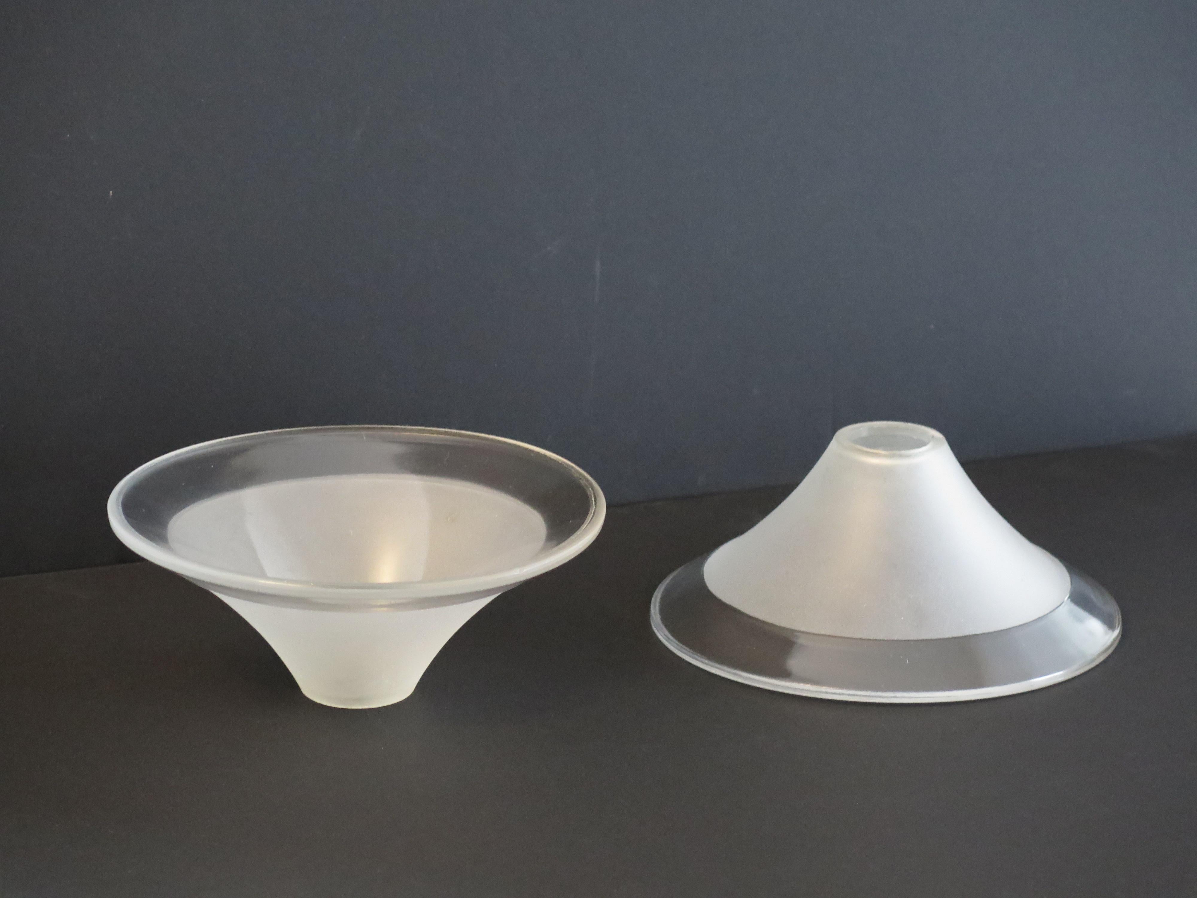 20th Century Art Deco Period Glass Lampshades PAIR (B) Conical & Frosted, circa 1925 For Sale