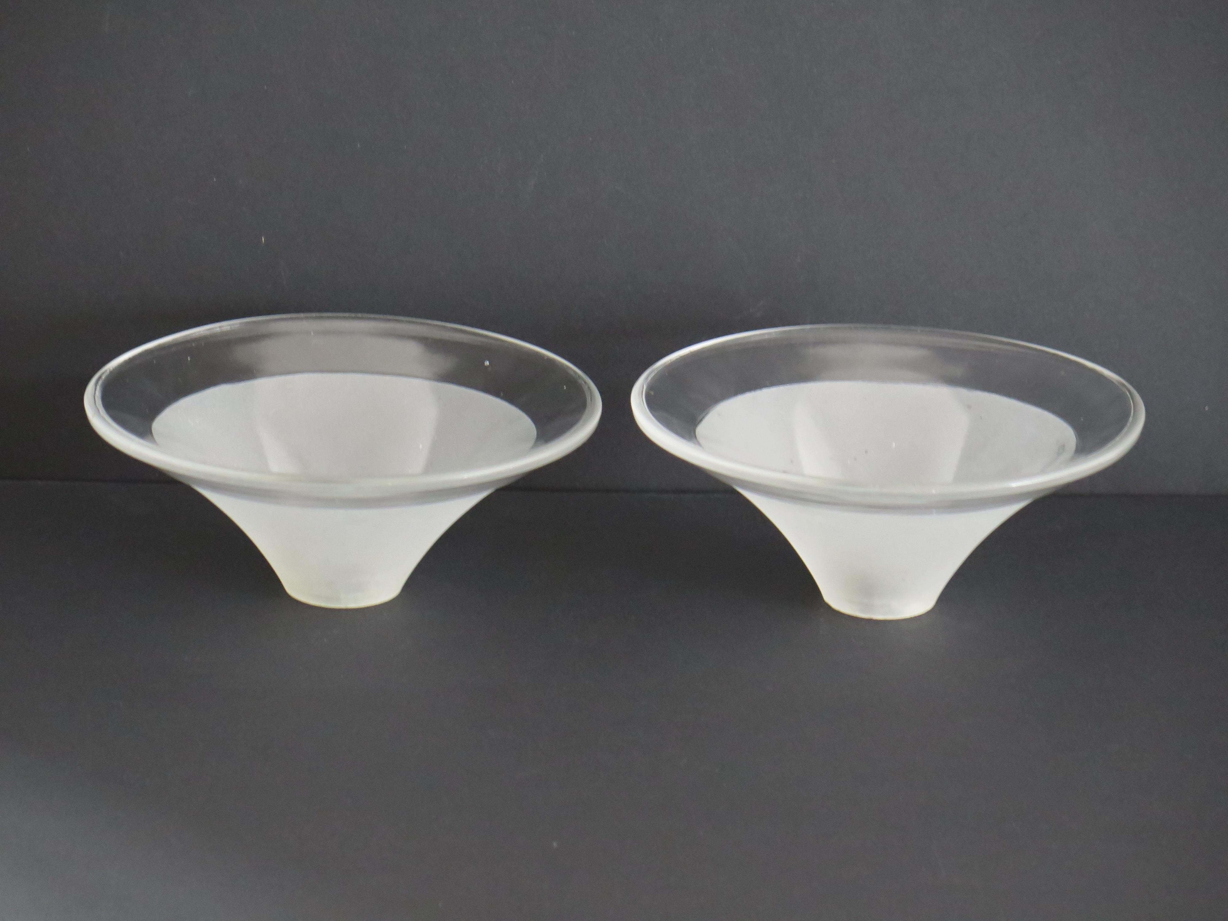 Art Deco Period Glass Lampshades PAIR (C) Conical & Frosted, circa 1925 For Sale 5