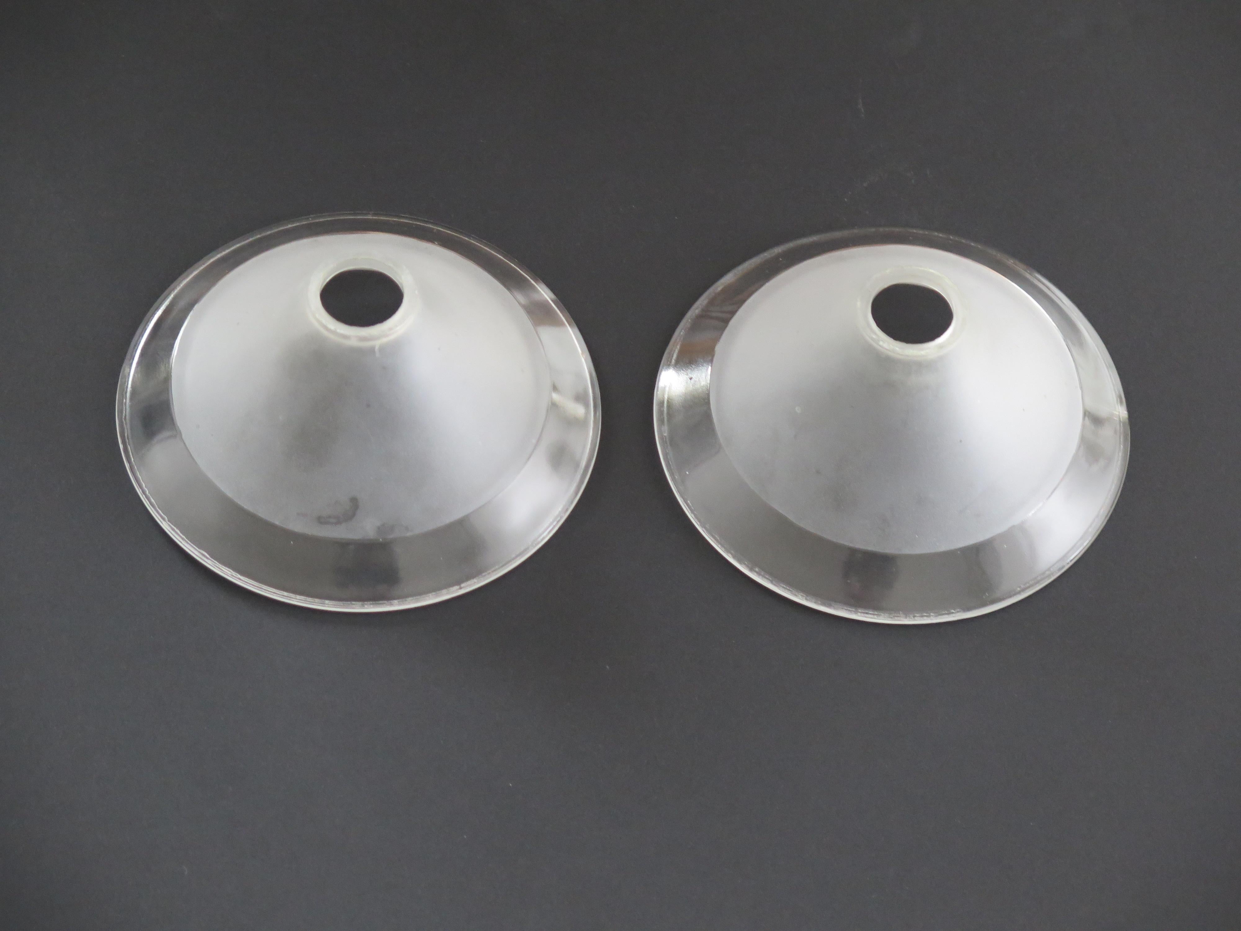 Art Deco Period Glass Lampshades PAIR (C) Conical & Frosted, circa 1925 For Sale 6