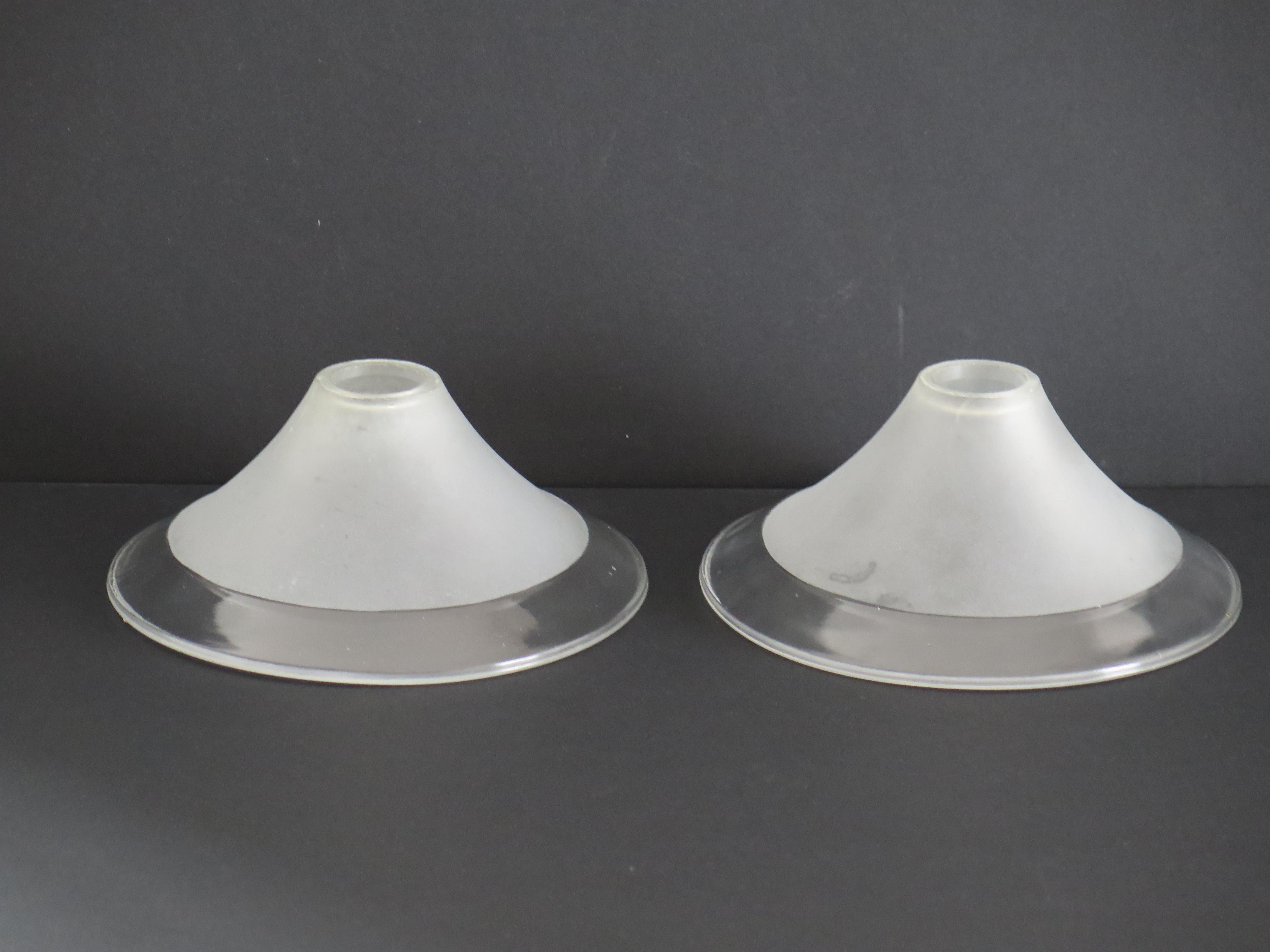 British Art Deco Period Glass Lampshades PAIR (C) Conical & Frosted, circa 1925 For Sale
