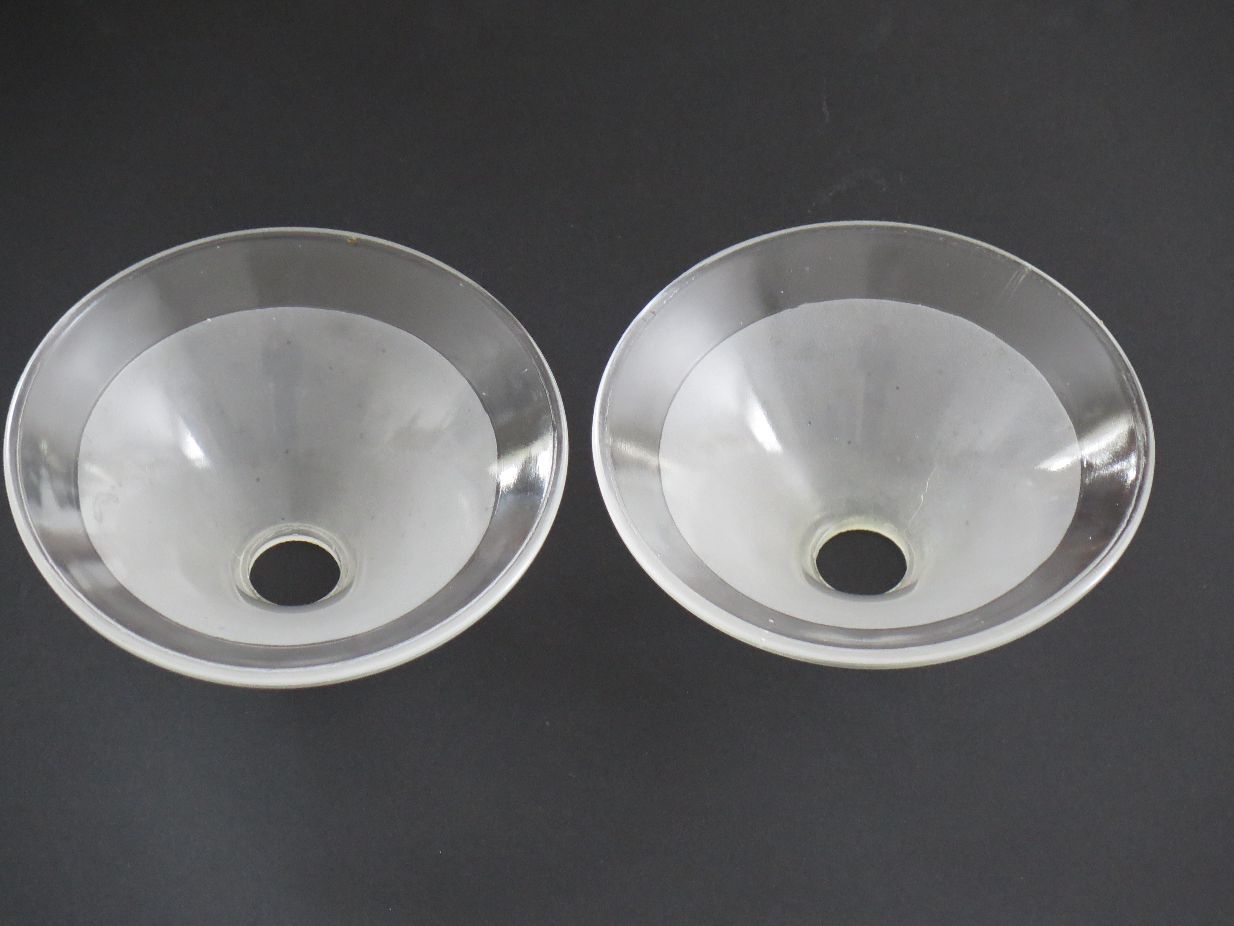 Art Deco Period Glass Lampshades PAIR (C) Conical & Frosted, circa 1925 In Good Condition For Sale In Lincoln, Lincolnshire