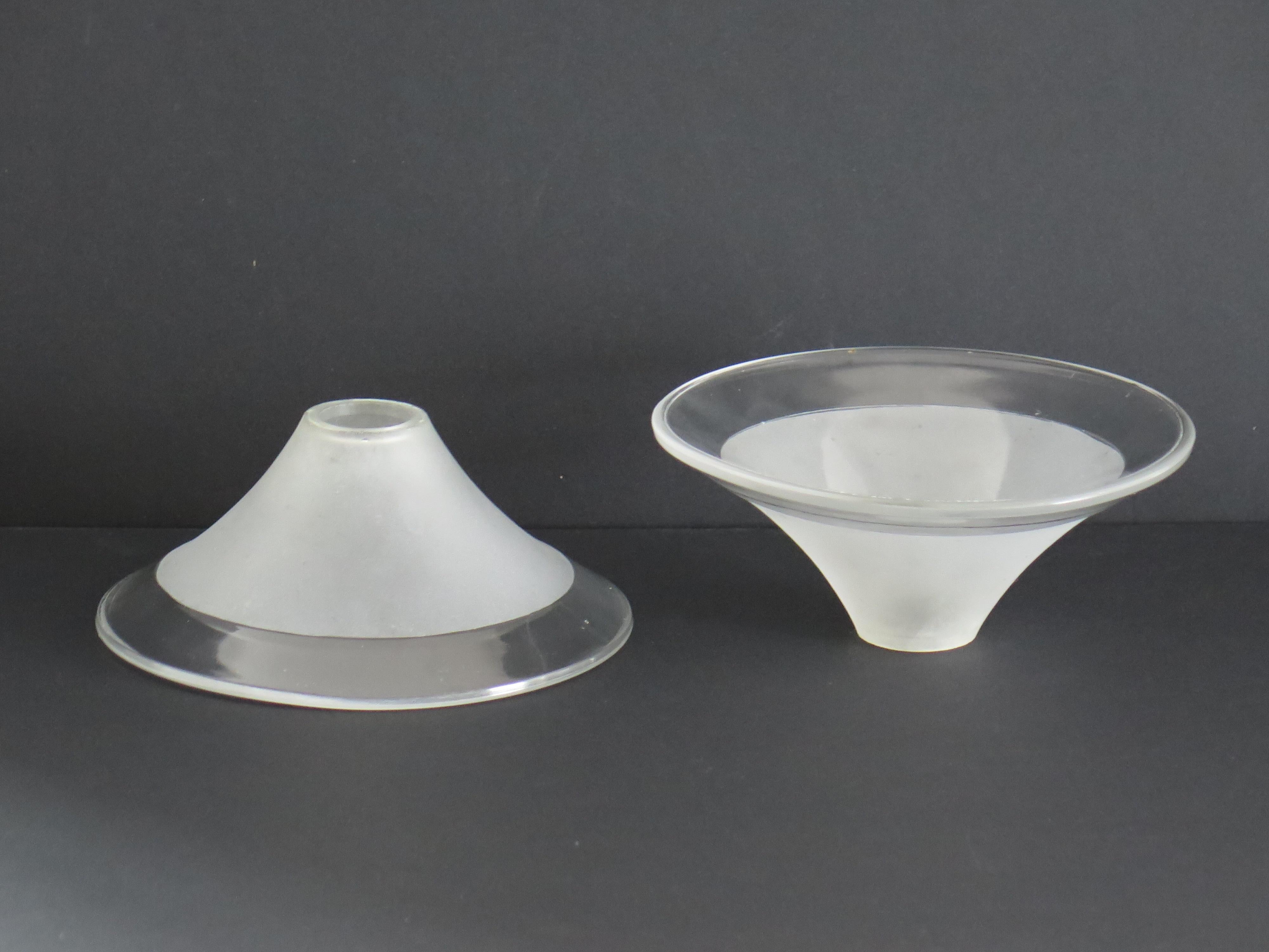 Art Deco Period Glass Lampshades PAIR (C) Conical & Frosted, circa 1925 For Sale 2