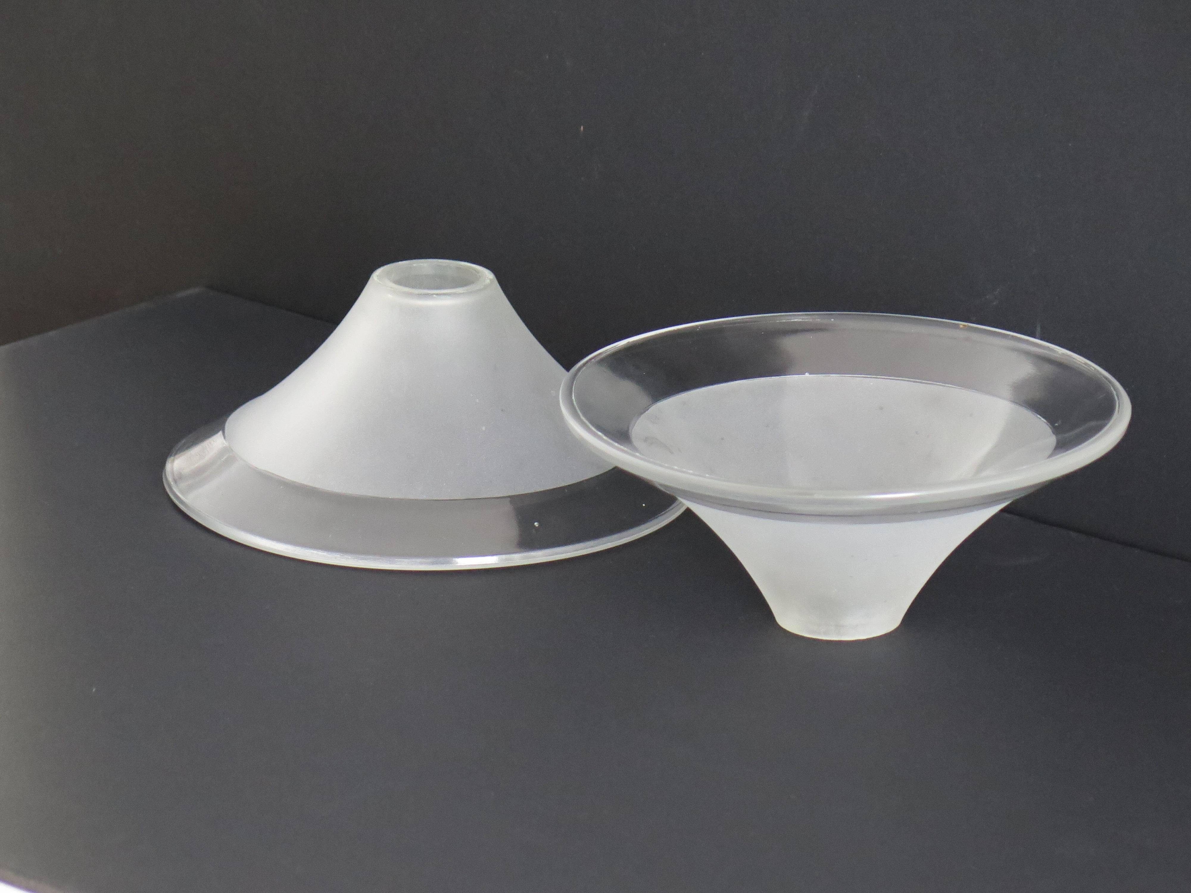 Art Deco Period Glass Lampshades PAIR (C) Conical & Frosted, circa 1925 For Sale 3
