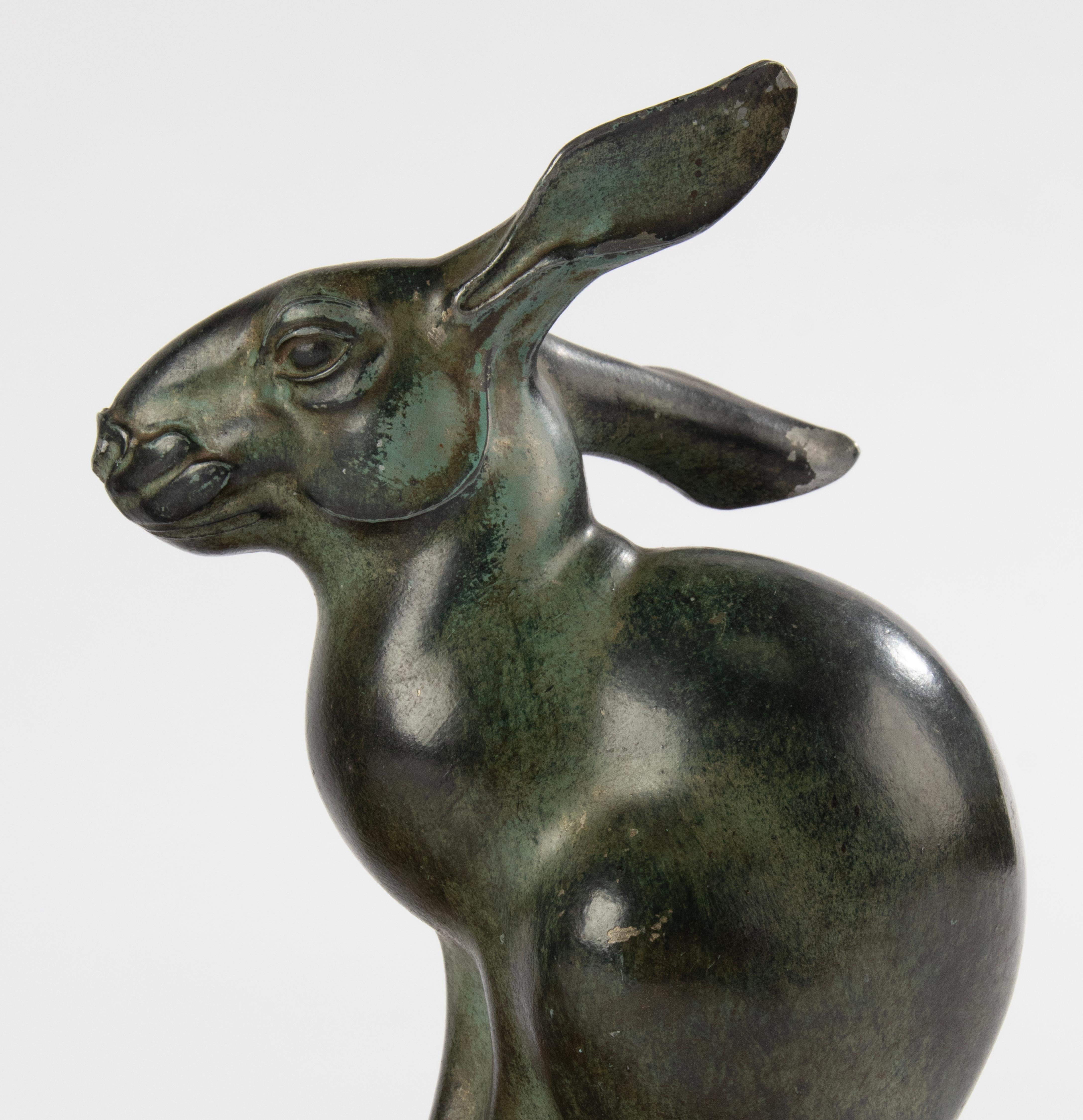 Serre-livres lapins patiné vert d'époque Art Déco par Maurice Font en vente 10