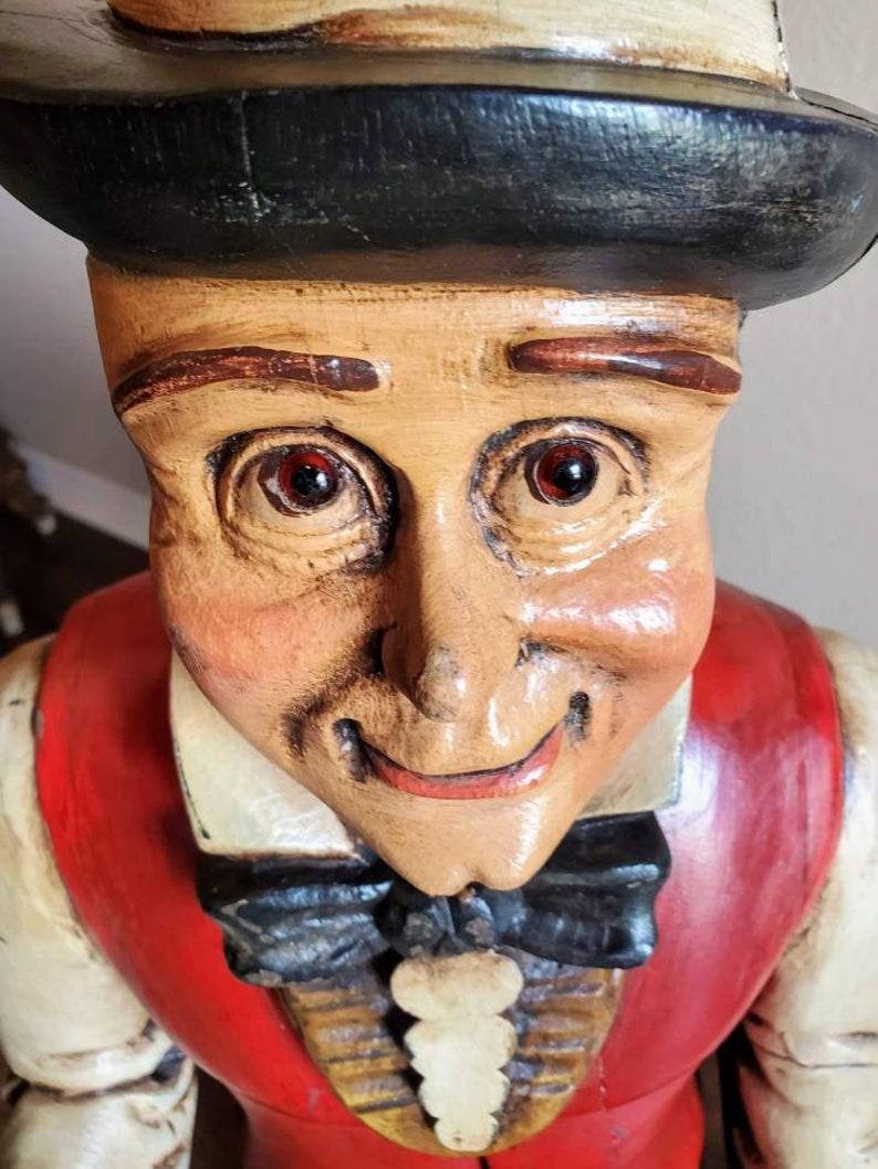 Hand-Carved Art Deco Period Hand Carved & Painted Butler Dumb Waiter Statue For Sale