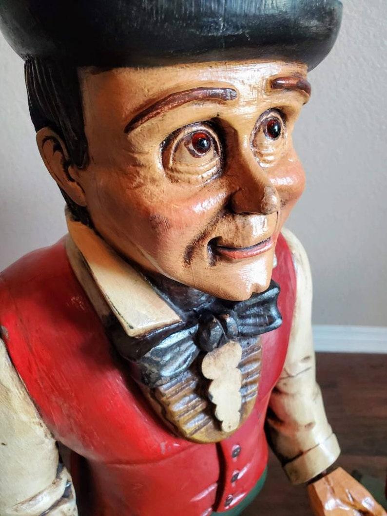 Art Deco Period Hand Carved & Painted Butler Dumb Waiter Statue In Good Condition For Sale In Forney, TX