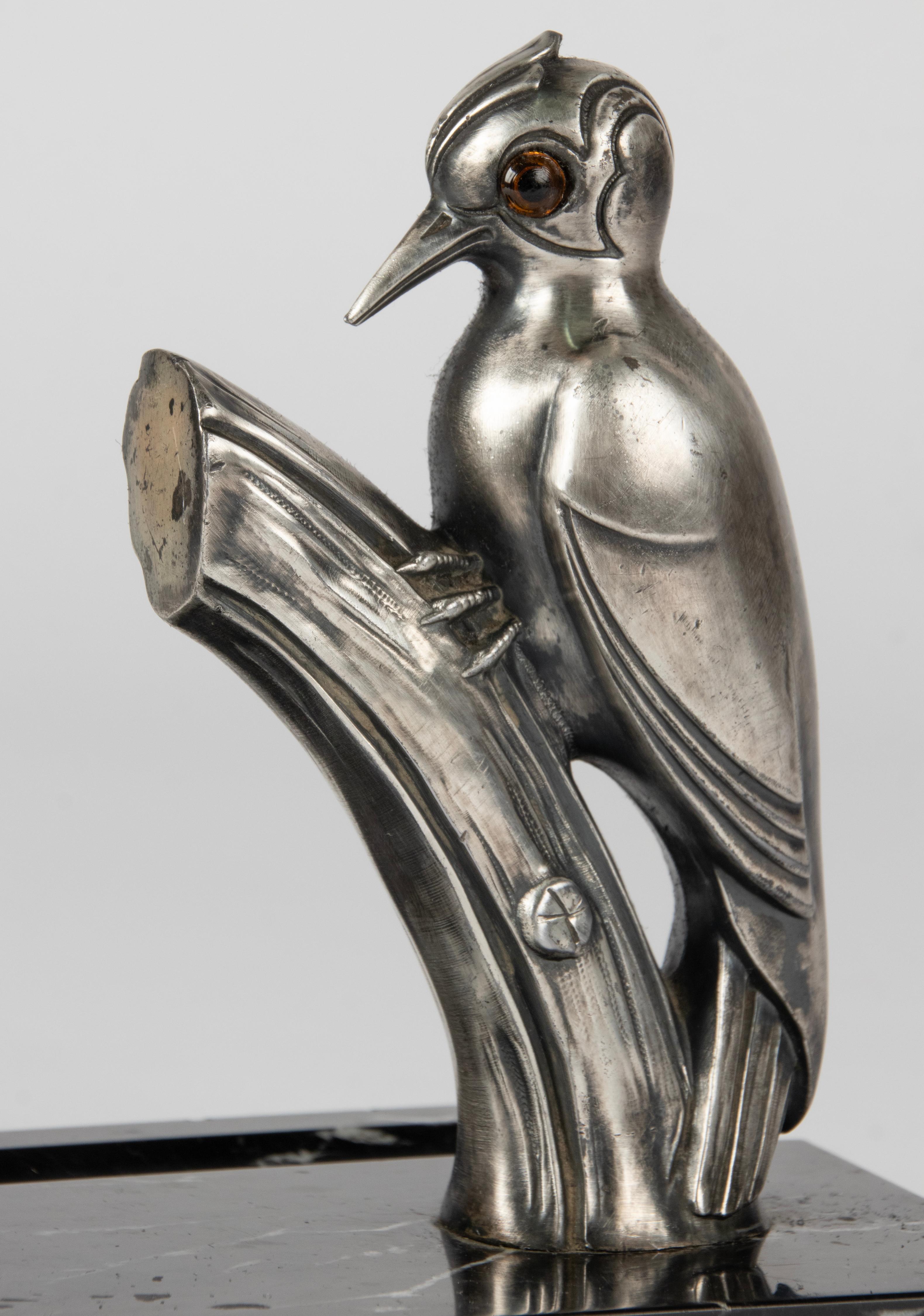 Art Deco Period Inkwell Pencil Holder with Woodpecker - Franjou For Sale 6