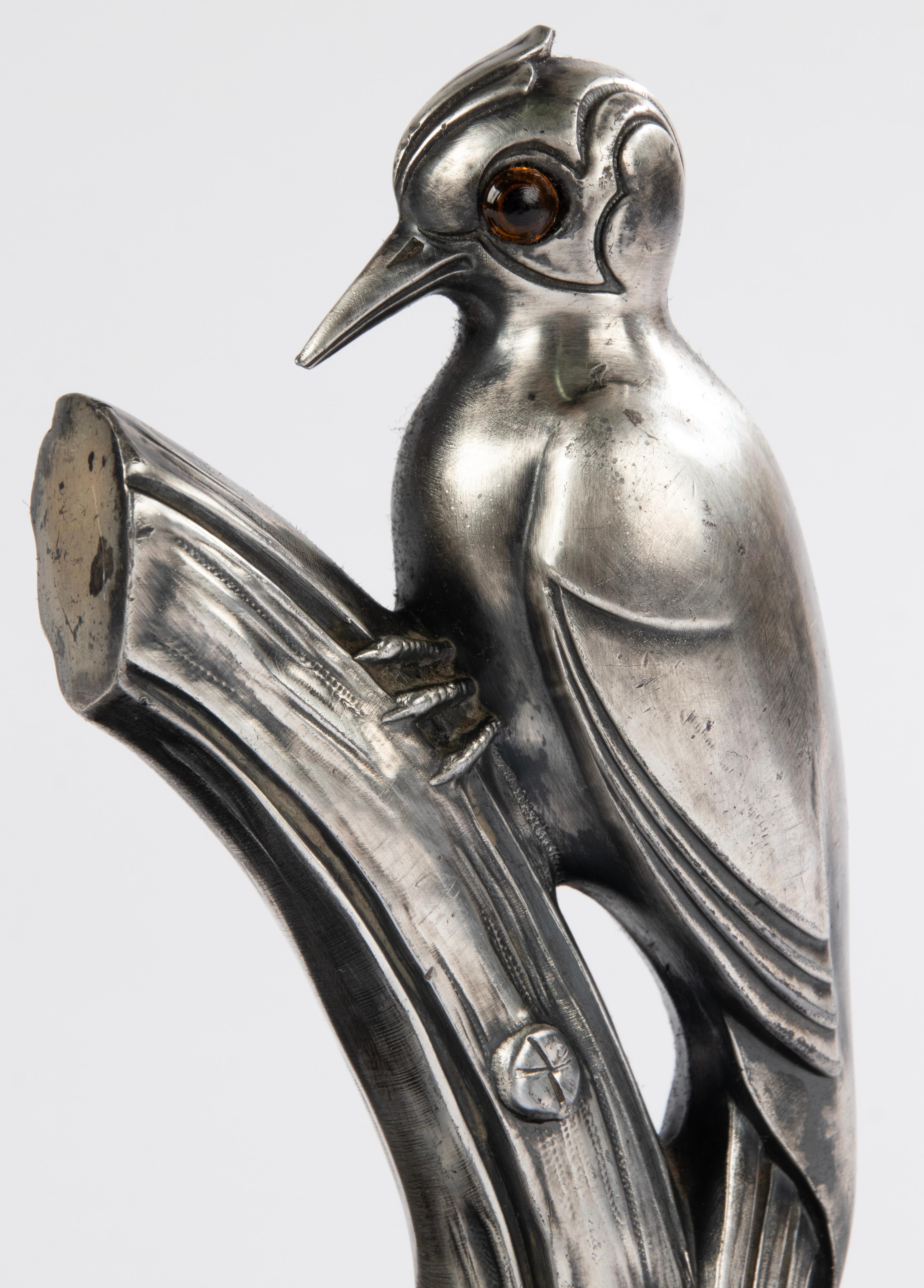 Art Deco Period Inkwell Pencil Holder with Woodpecker - Franjou For Sale 10