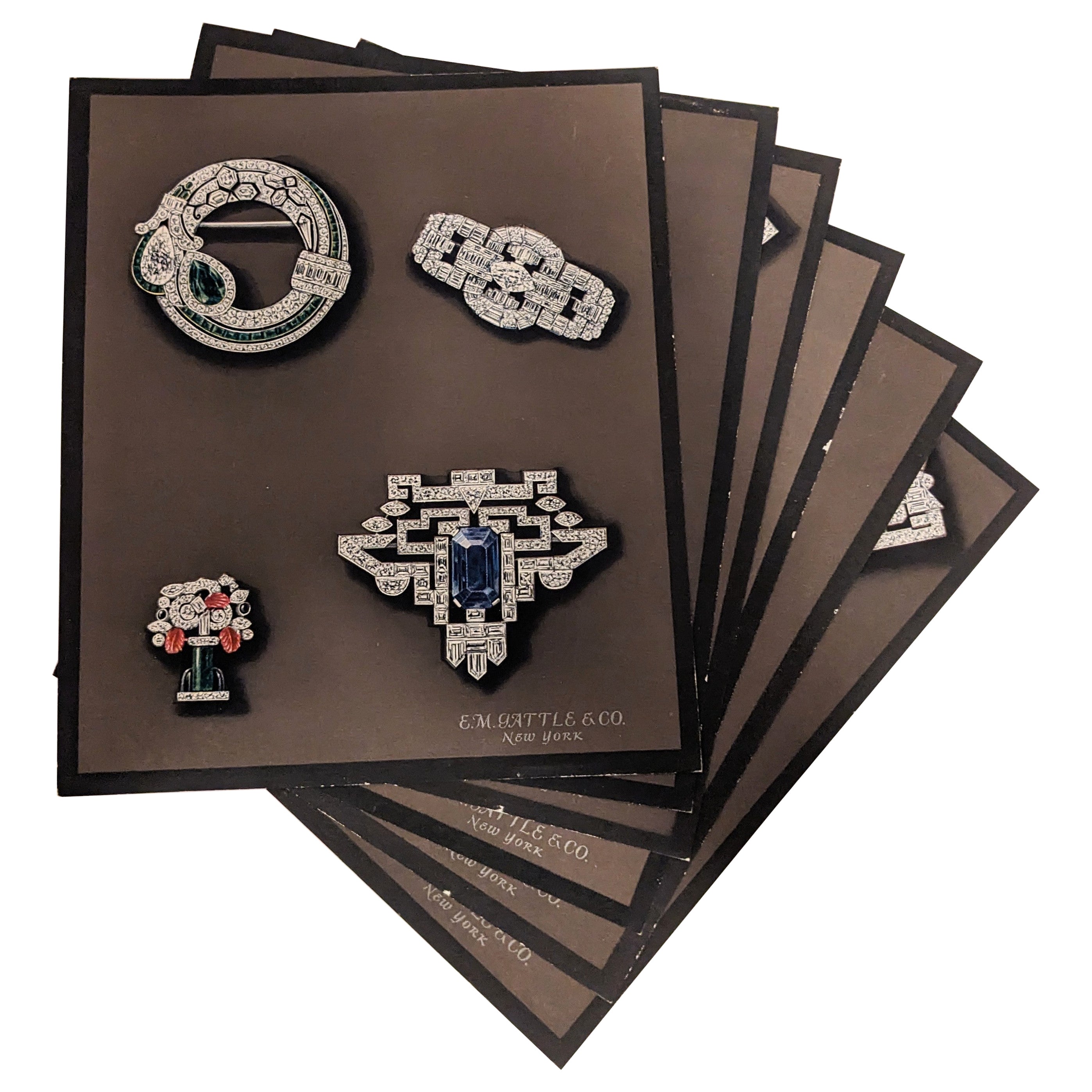 Schmuck-Werbung aus der Art-Déco-Periode, Gattle and Co. im Angebot