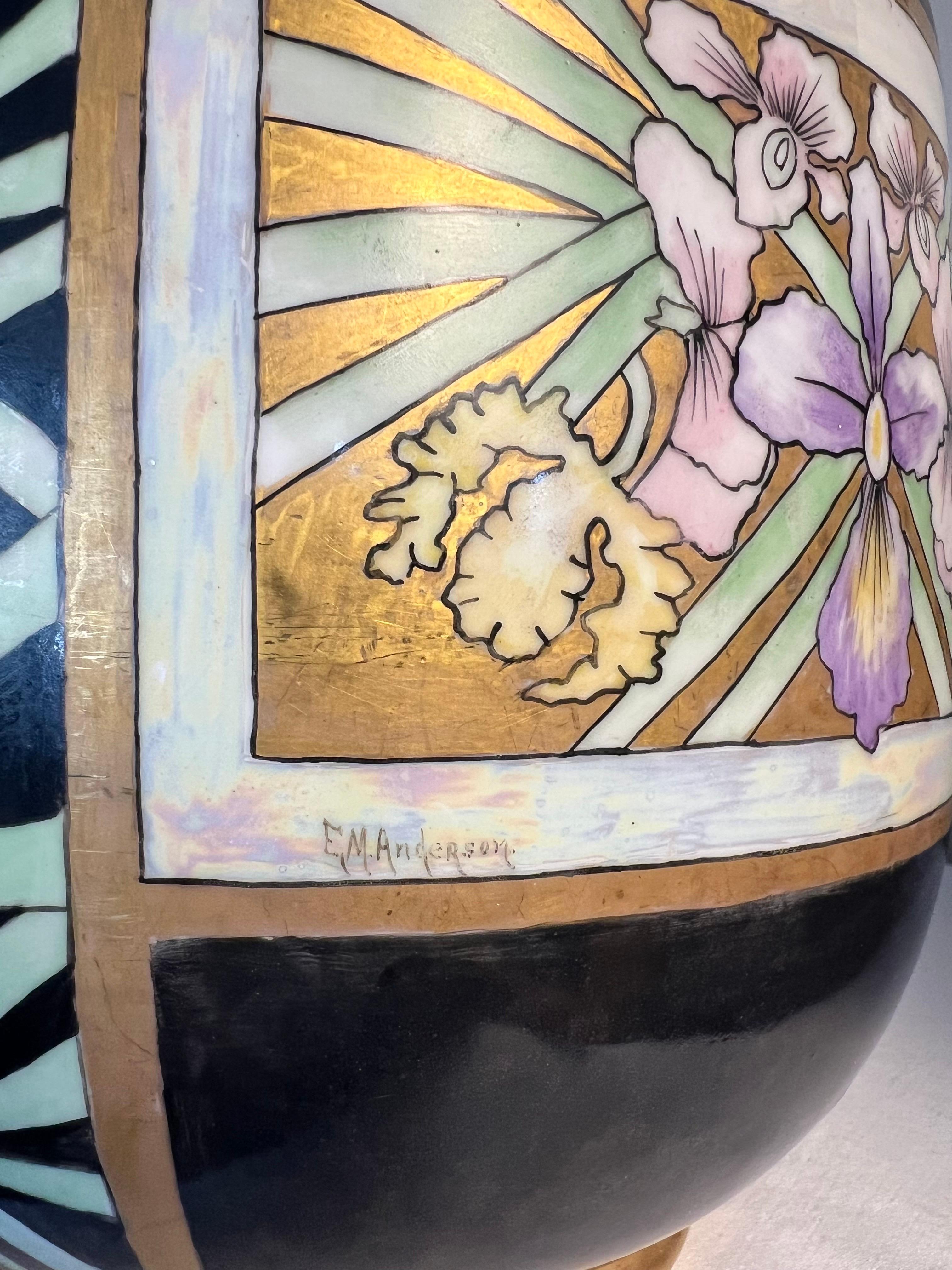 Übertopf aus Limoges-Porzellan mit schillernder Glasur und Vergoldung aus der Zeit des Art déco im Angebot 3