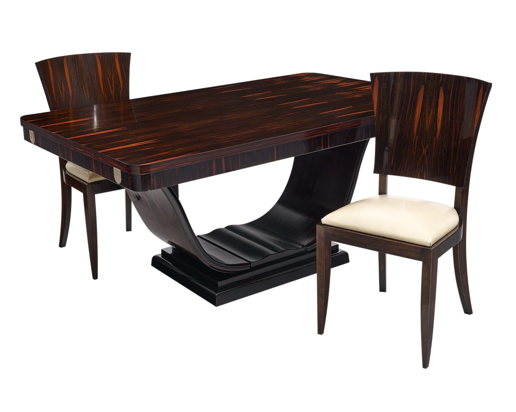 Chaises de salle à manger Macassar d'époque Art Déco dans le style de Jules Leleu en vente 3