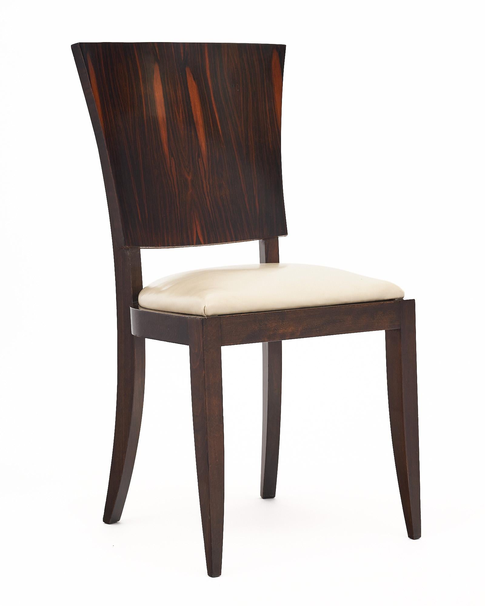 French Art Deco Period Macassar Dining Chairs in the style of Jules Leleu For Sale