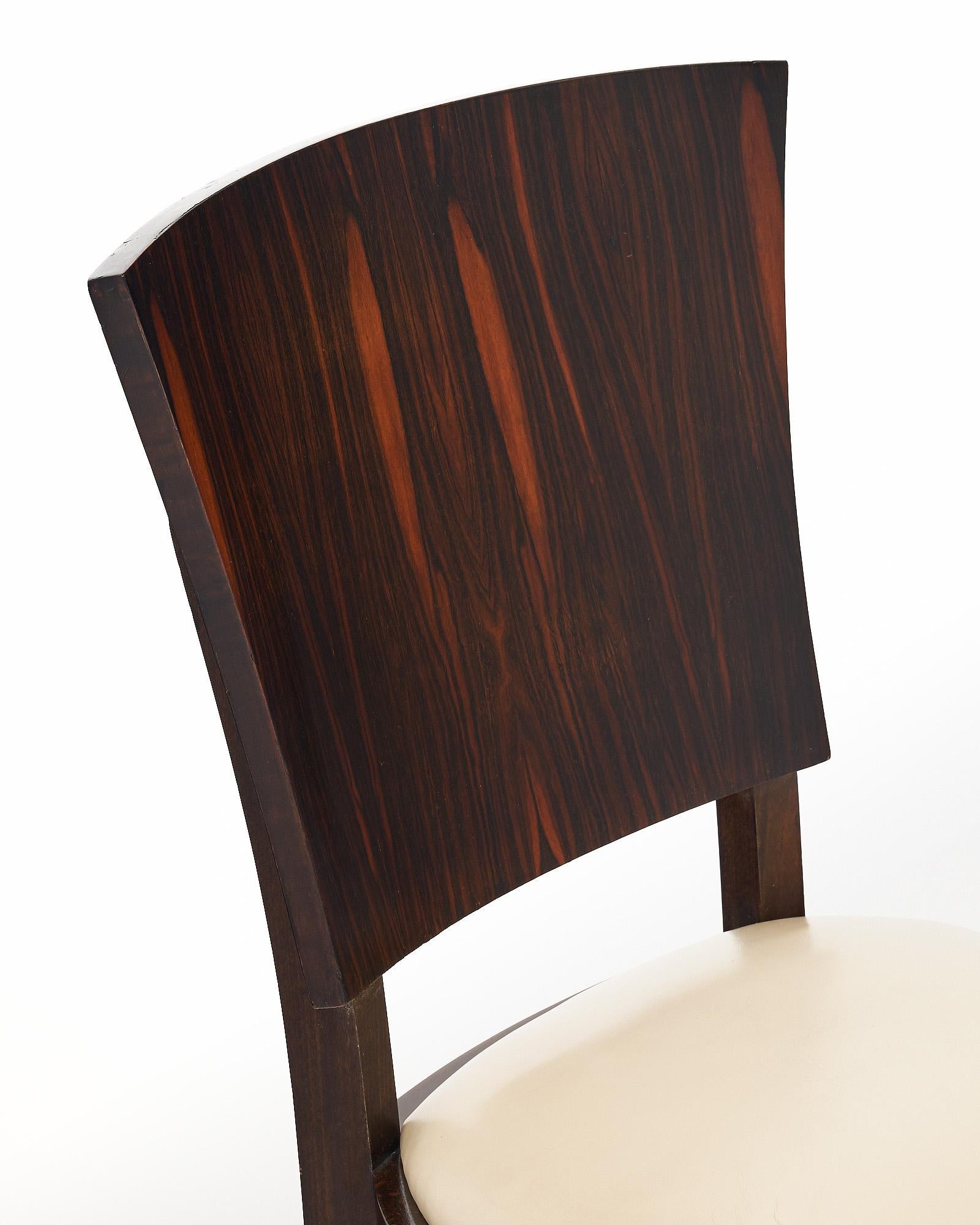 Chaises de salle à manger Macassar d'époque Art Déco dans le style de Jules Leleu Bon état - En vente à Austin, TX