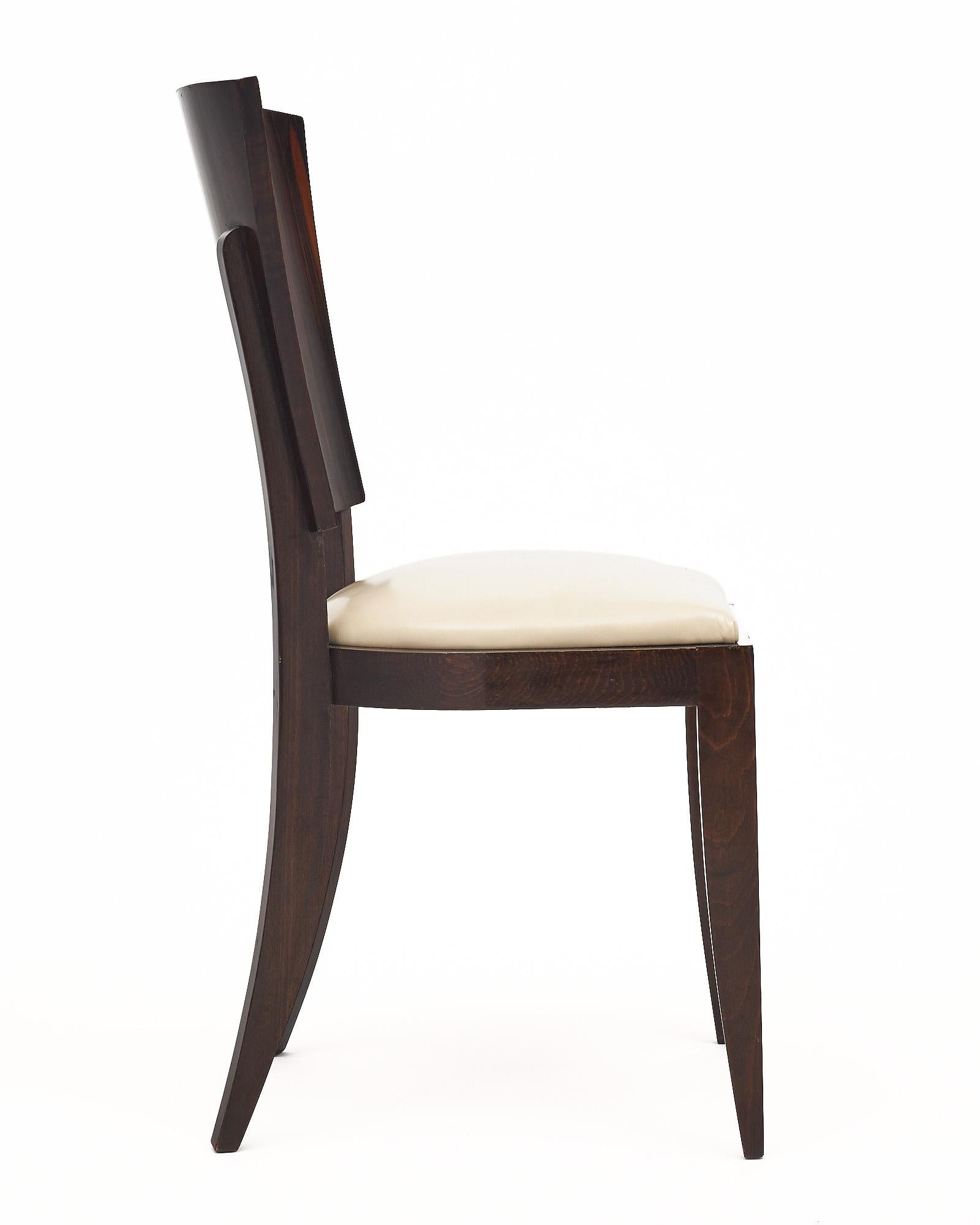 Art Deco Period Macassar Dining Chairs in the style of Jules Leleu For Sale 2