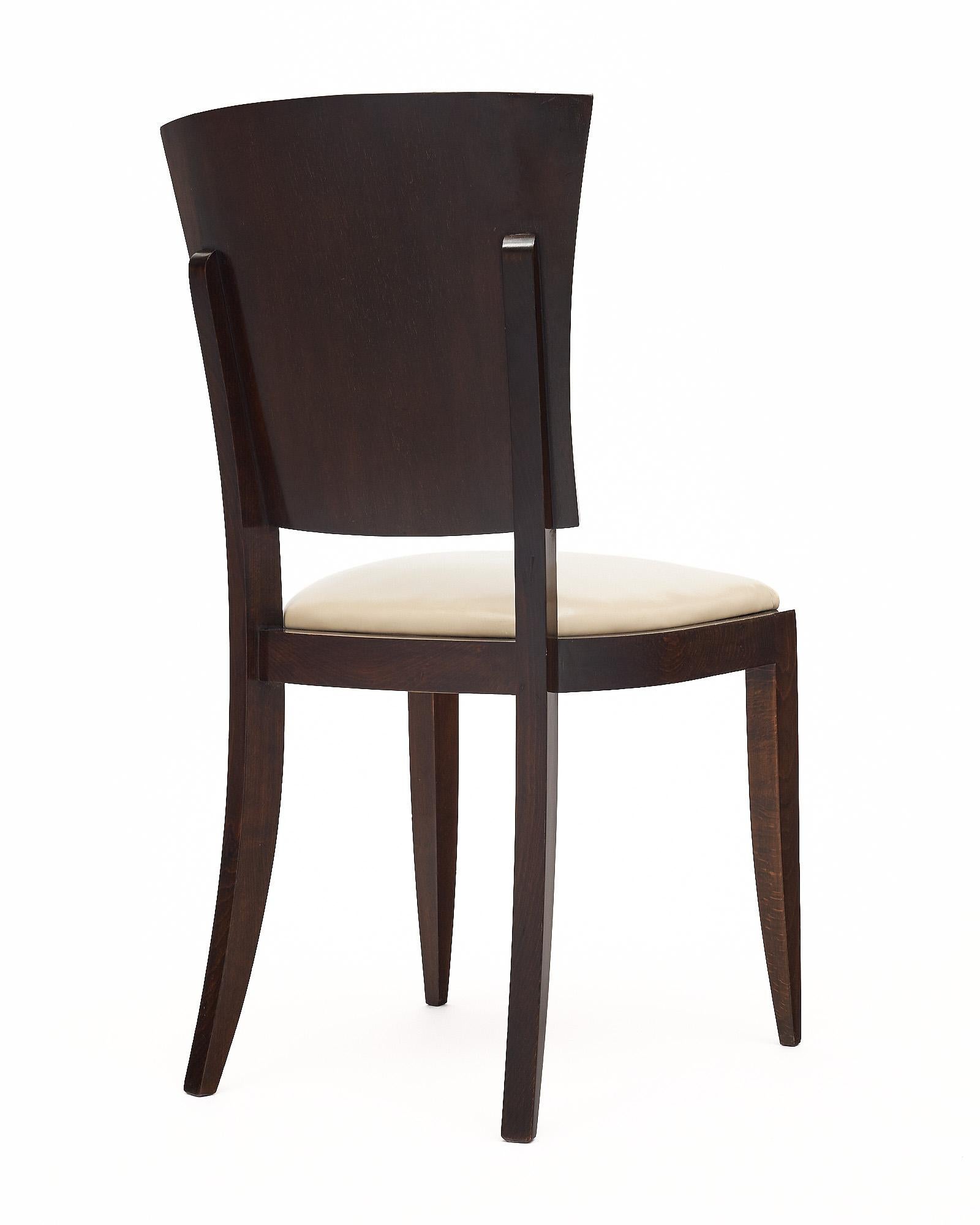 Art Deco Period Macassar Dining Chairs in the style of Jules Leleu For Sale 3