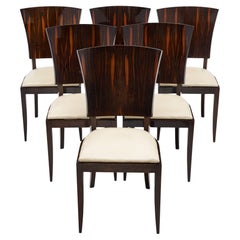 Chaises de salle à manger Macassar d'époque Art Déco dans le style de Jules Leleu