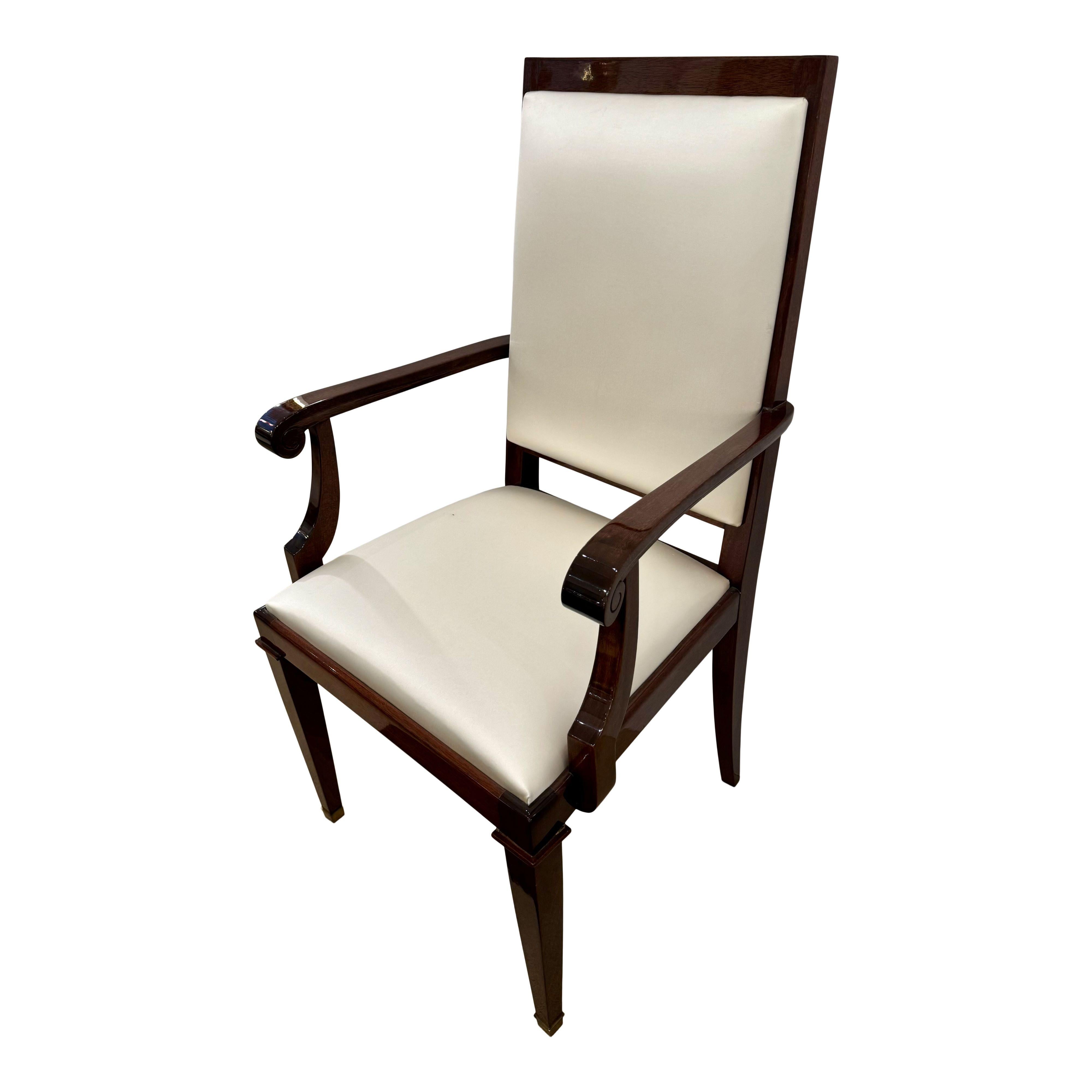 French Art Deco Period Mahogany Arm Chair France circa 1930. For Sale