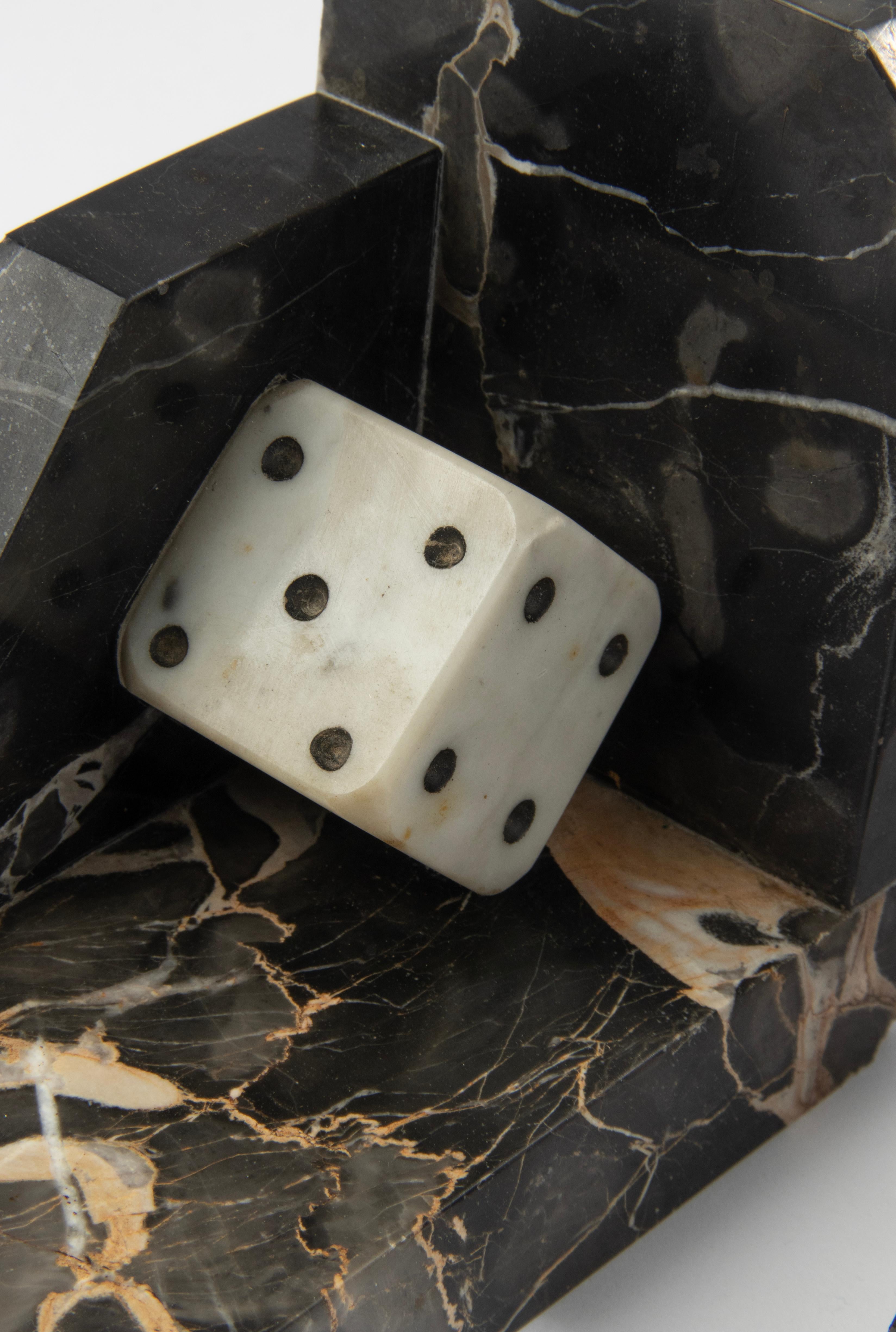 Art Deco Period Marble Bookends with Sculpted Dice For Sale 12