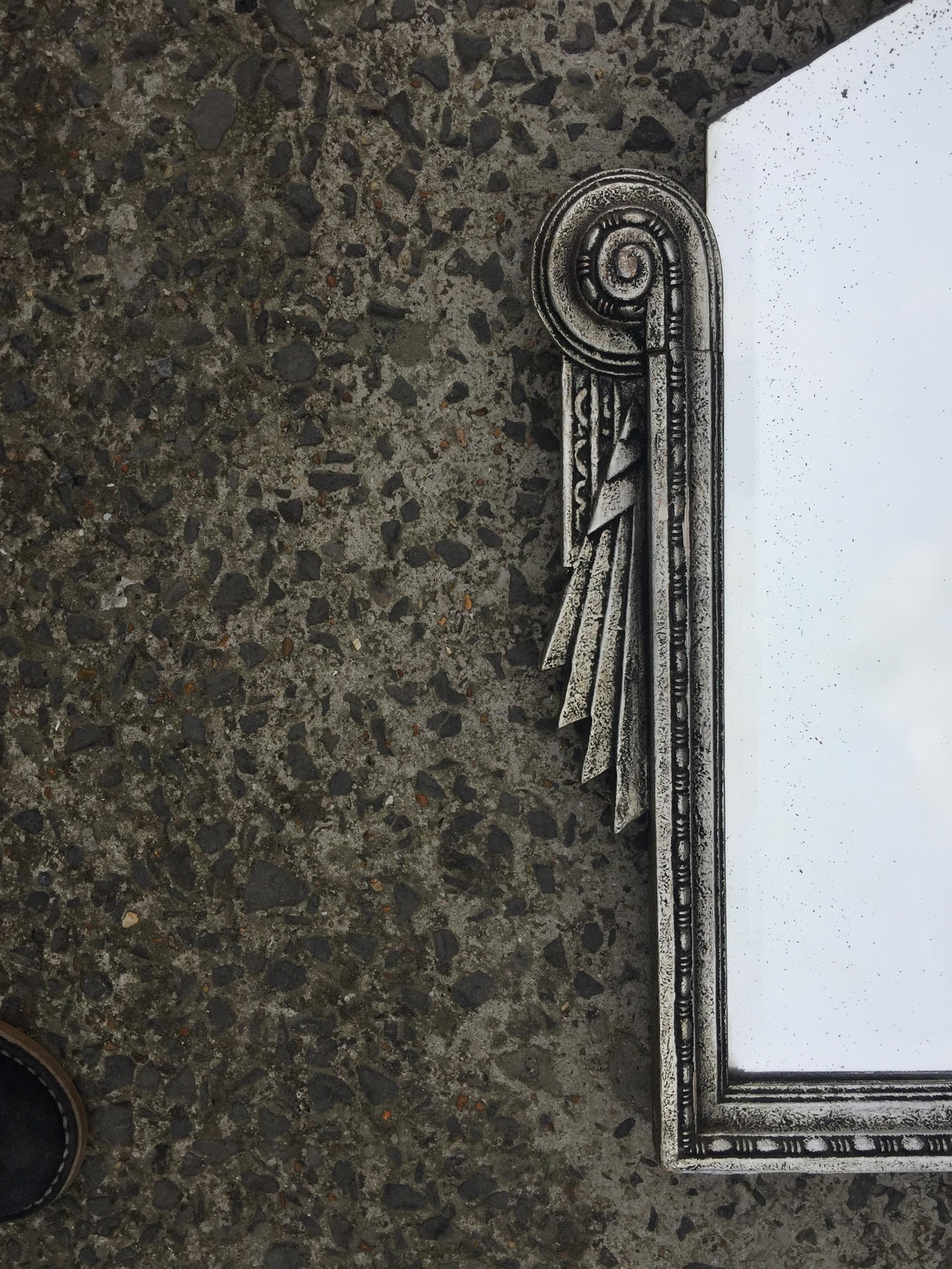 French Art Deco Period Mirror in Carved and Silvered Wood, Around 1930, Good Condition For Sale