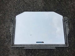 Art Deco Period Mirror in  Silvered Wood and plaster circa 1930