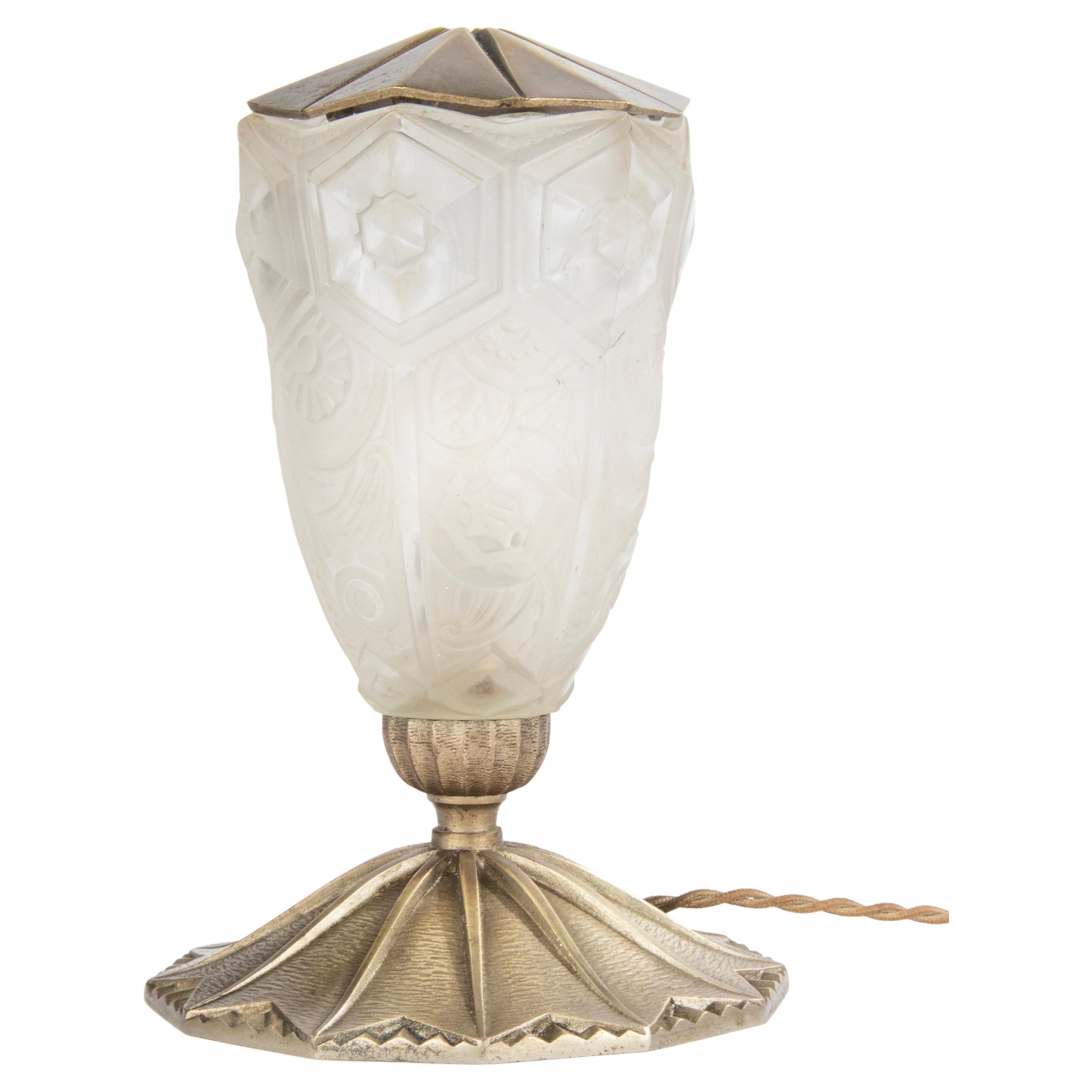 Art Deco Period Nickel Platreed Brass Table Lamp For Sale