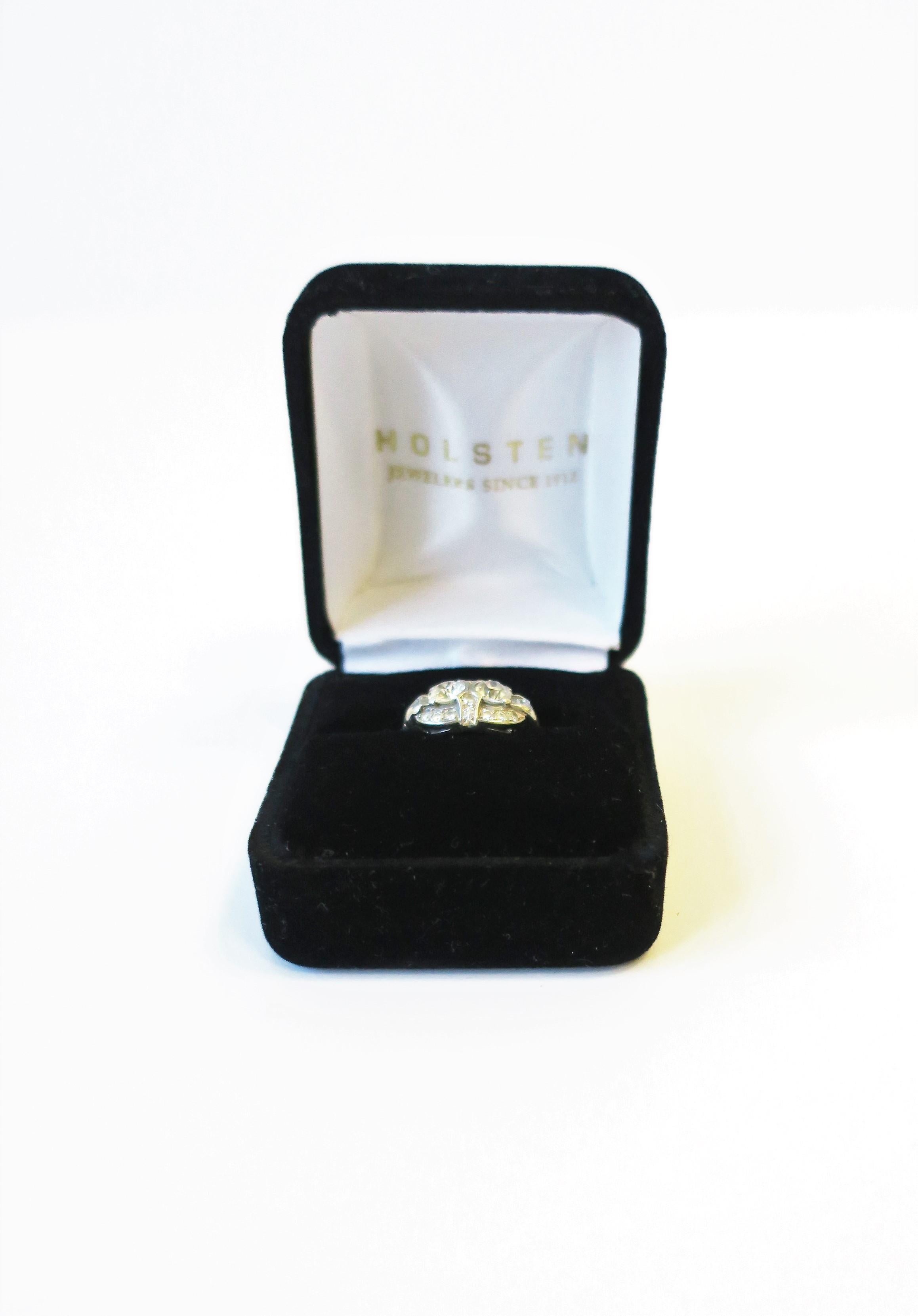 Art Deco Periode Alter Europäischer Diamant Zwilling Platin Ring 8