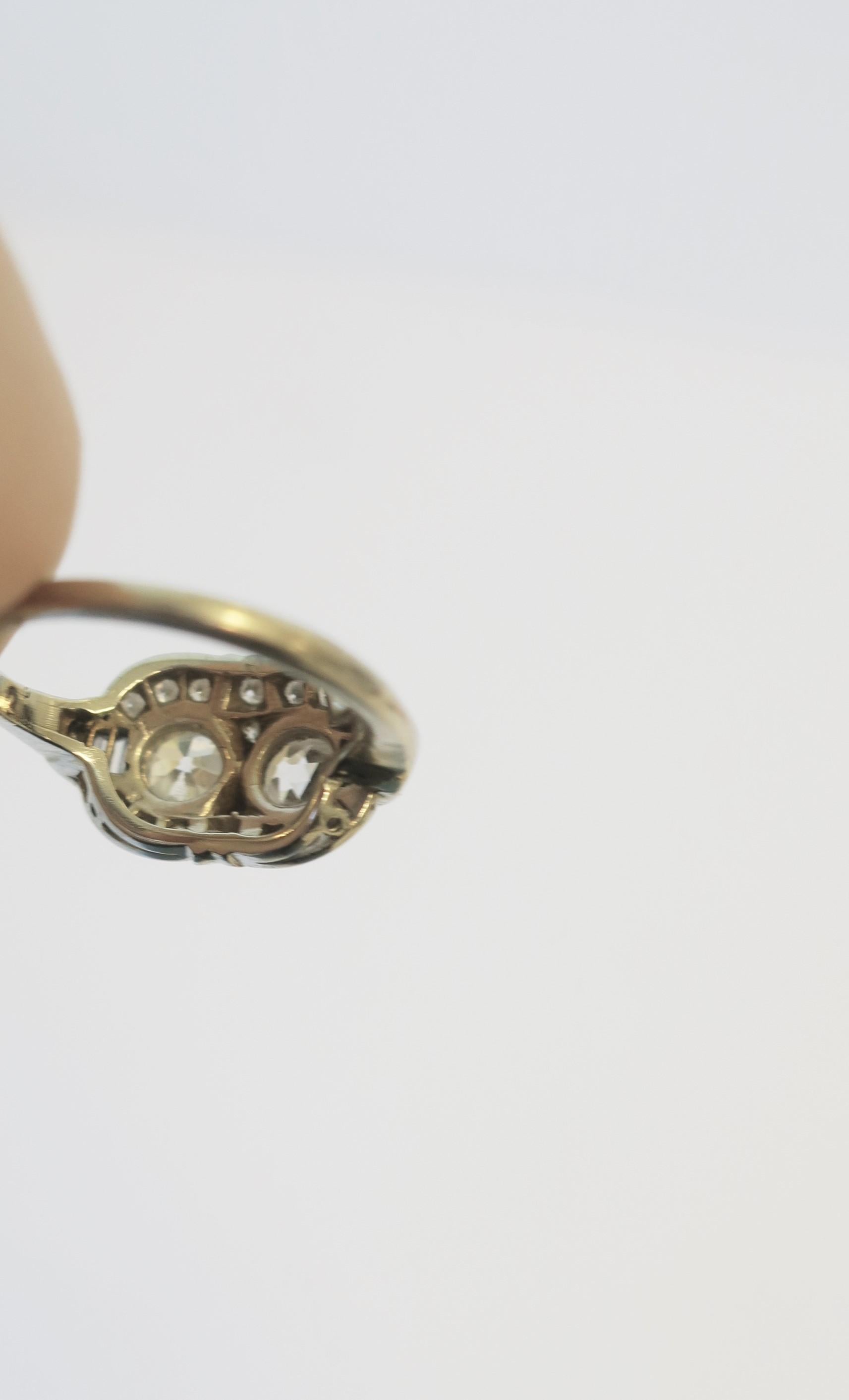 Art Deco Periode Alter Europäischer Diamant Zwilling Platin Ring im Angebot 9