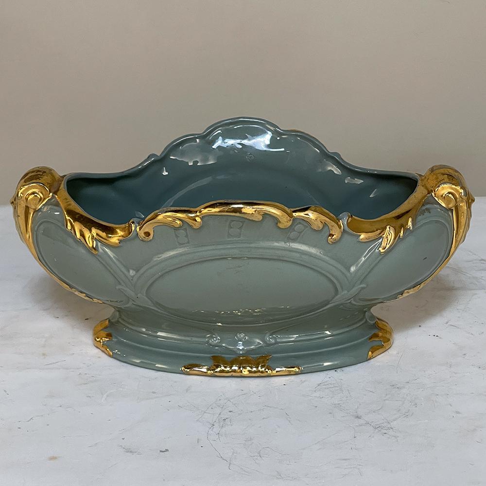 Art Deco Period Painted Porcelain Jardiniere ~ Planter combines classic architecture combined with a modernistic approach to result in a unique look that inspired the style.  More tailored and sleek than its predecessors during the Art Nouveau