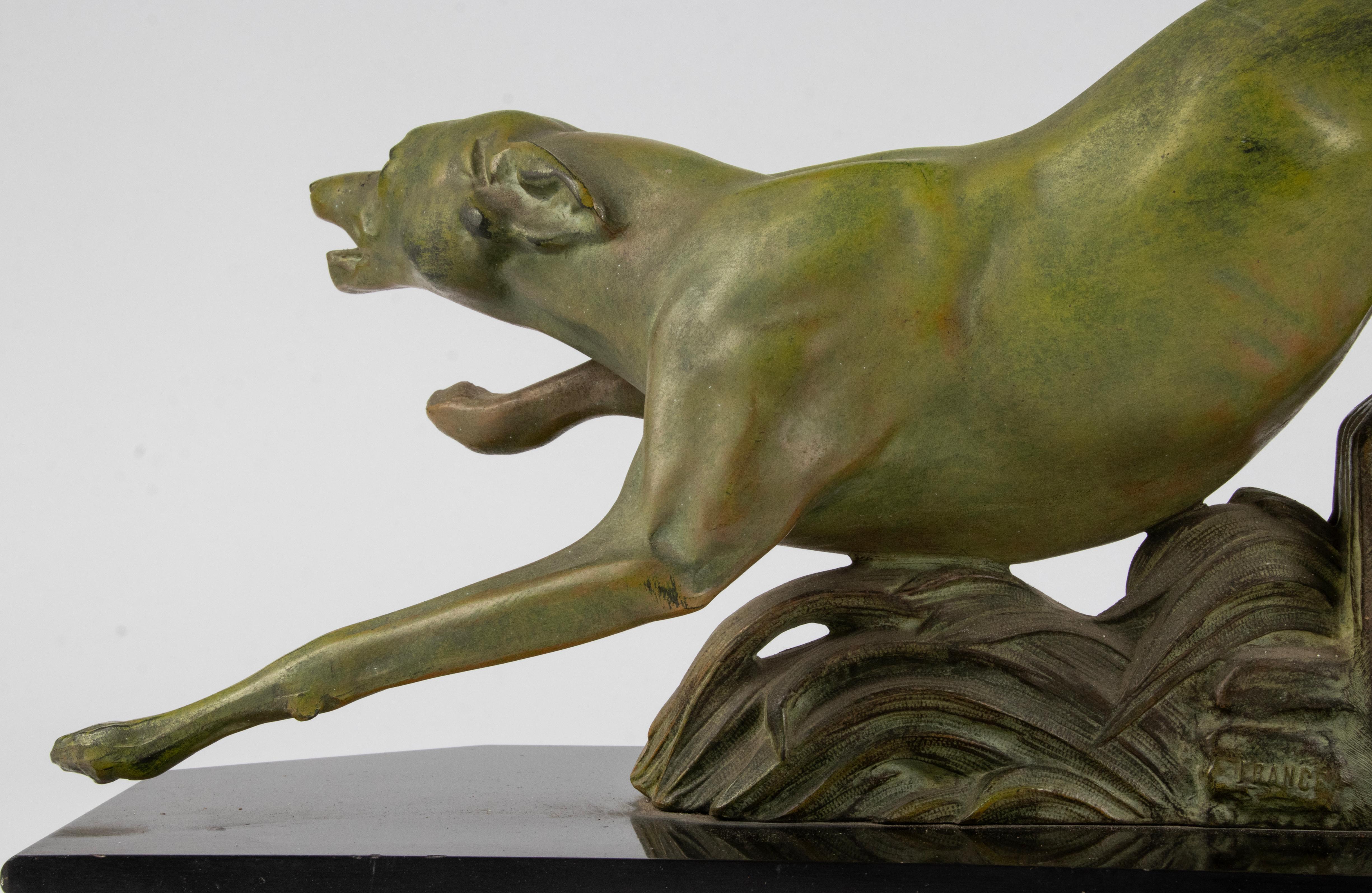 Art Deco Period Patinated Spelter Sculpture Whippet / Greyhound Dog For Sale 12