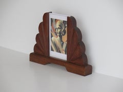 Cadre photo d'époque Art déco fait main en Oak avec côtés en éventail, vers 1925