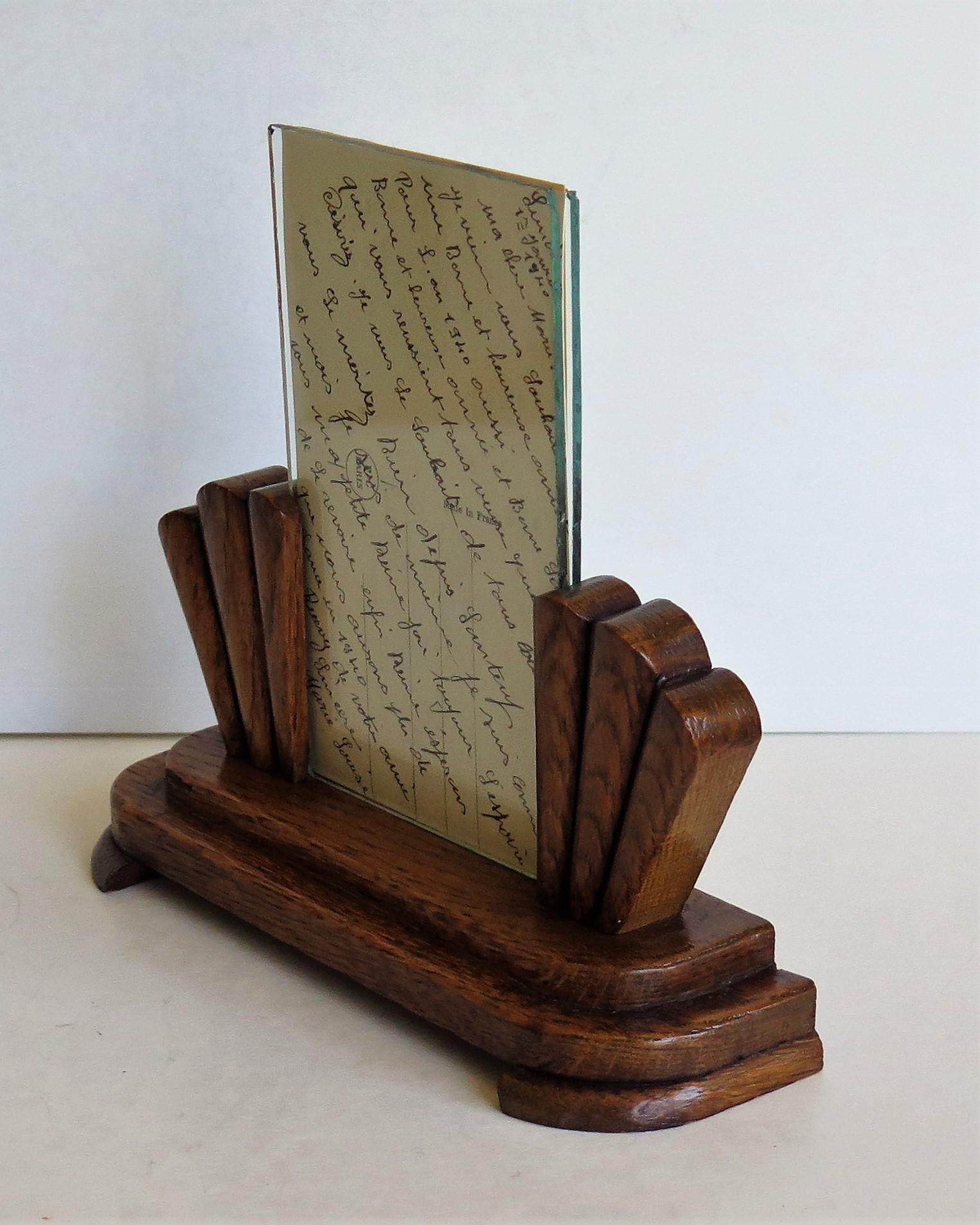 20th Century Art Deco Period Photo Frame Handmade in Oak with Fan Sides, circa 1930