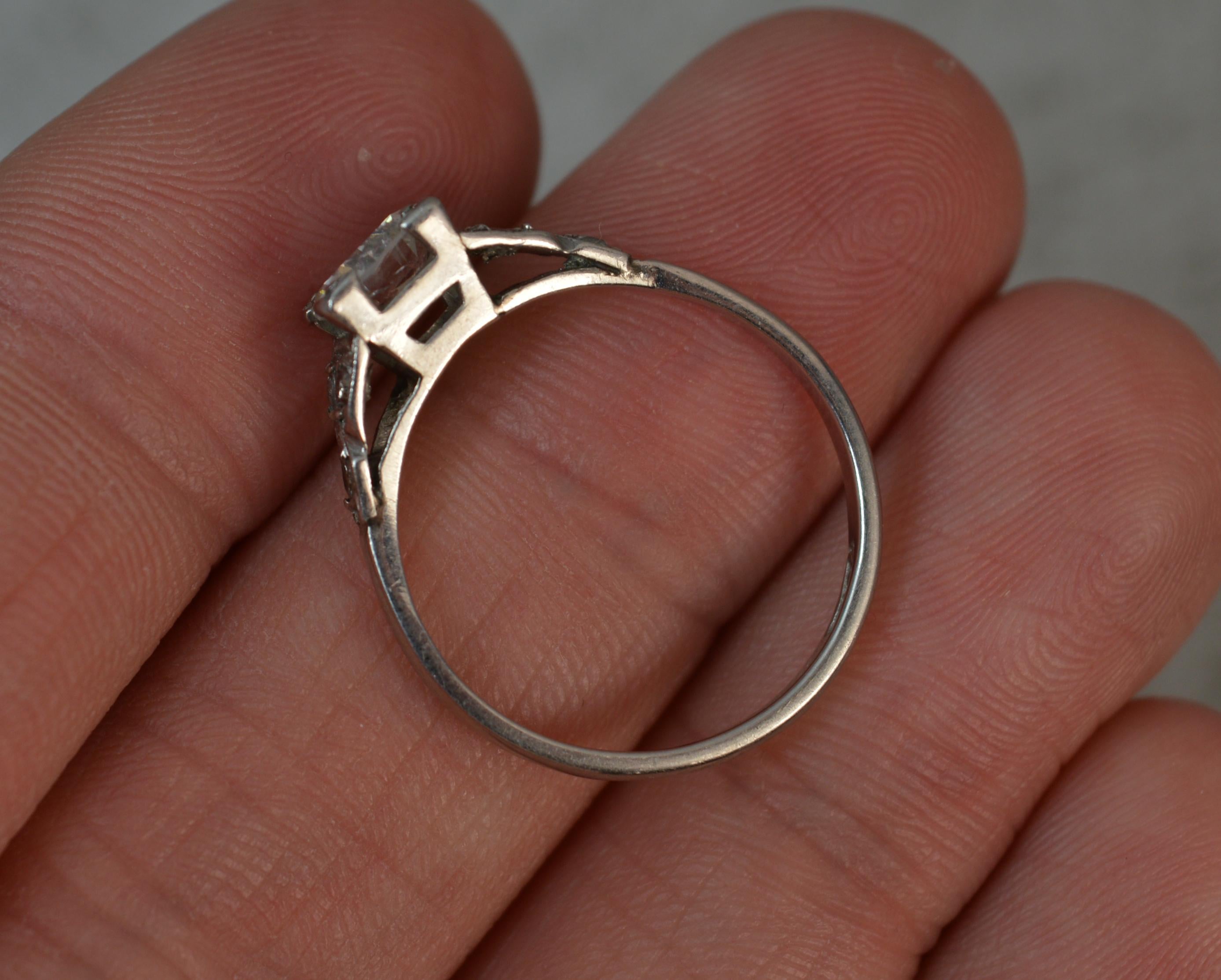 Round Cut Art Deco Period Platinum 0.75 Carat Diamond Solitaire Engagement Ring