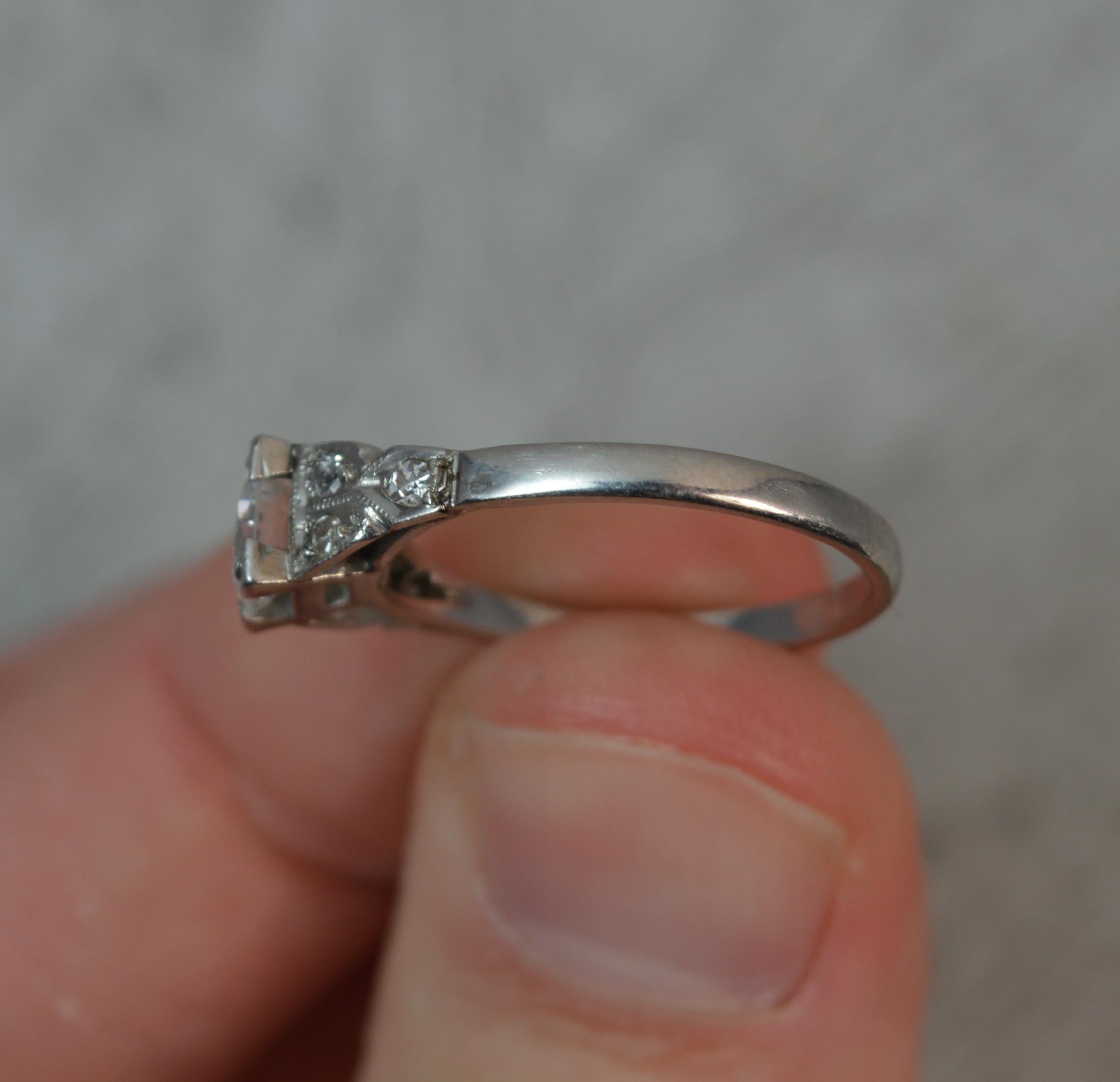 Women's Art Deco Period Platinum 0.75 Carat Diamond Solitaire Engagement Ring