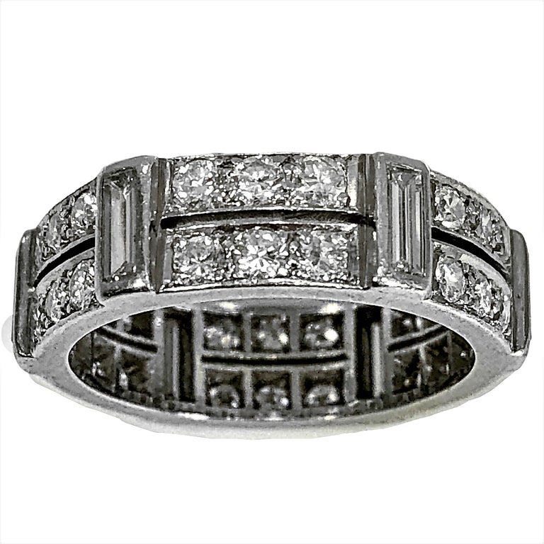 Art Deco Period Platinum And Diamond Eternity Band For Sale Photo Inspiration