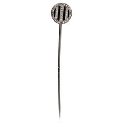 Antique Art Deco Period Platinum, Diamond and Onyx Stick Pin