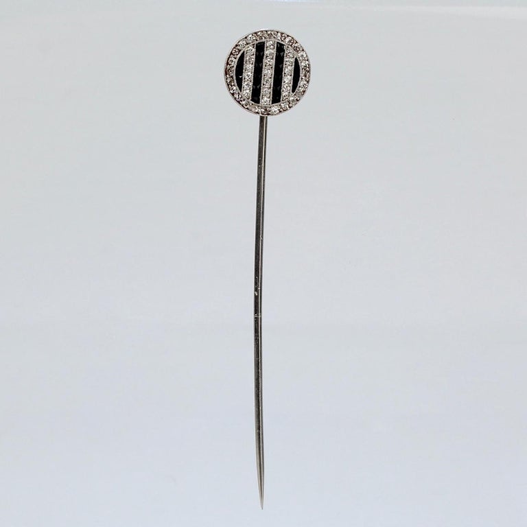 Art Deco Period Platinum, Diamond and Onyx Stick Pin For Sale at 1stDibs