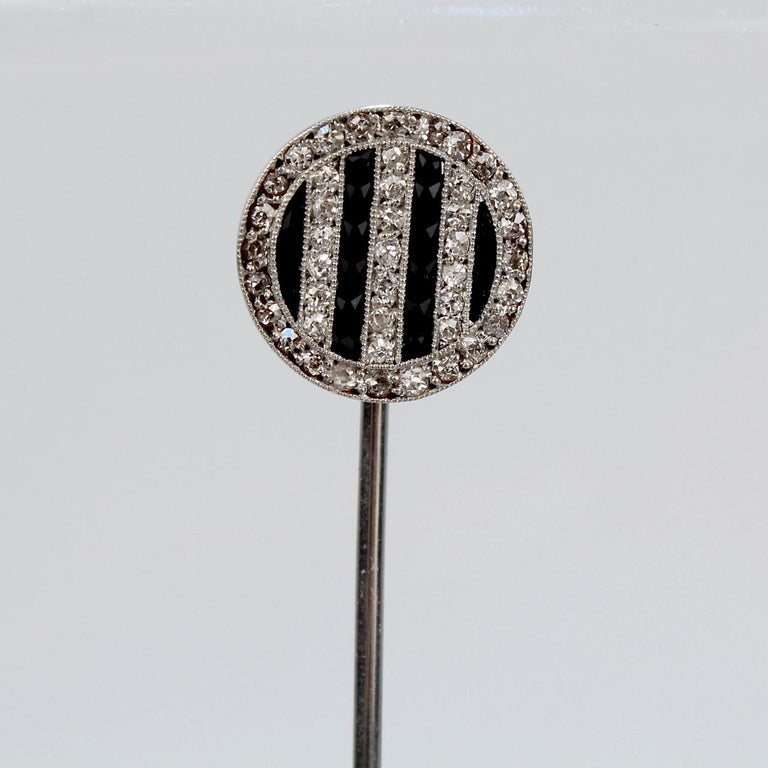 Art Deco Period Platinum, Diamond and Onyx Stick Pin For Sale at 1stDibs