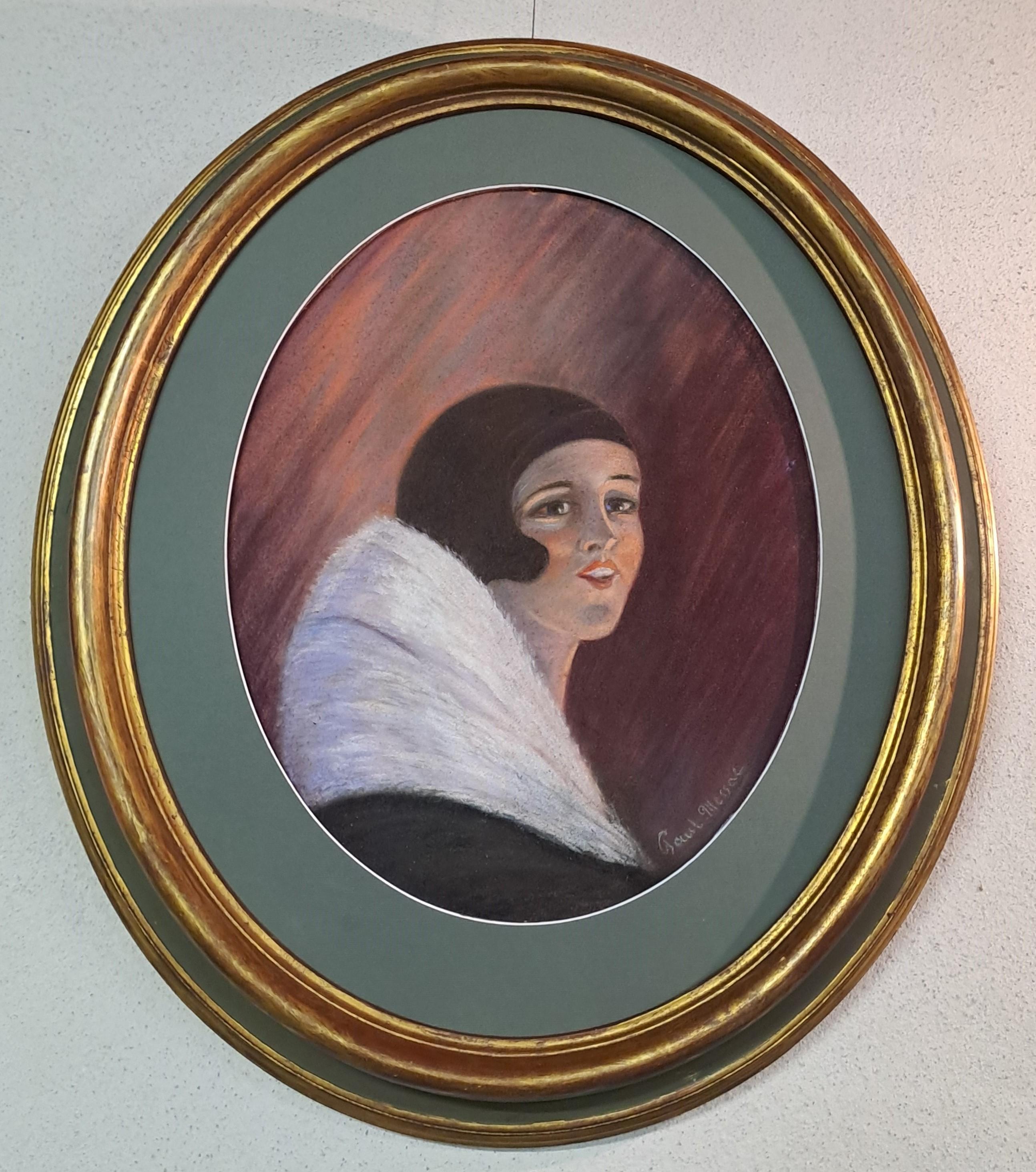 Retrato de época Art Déco de Paul Messac Pintado en venta