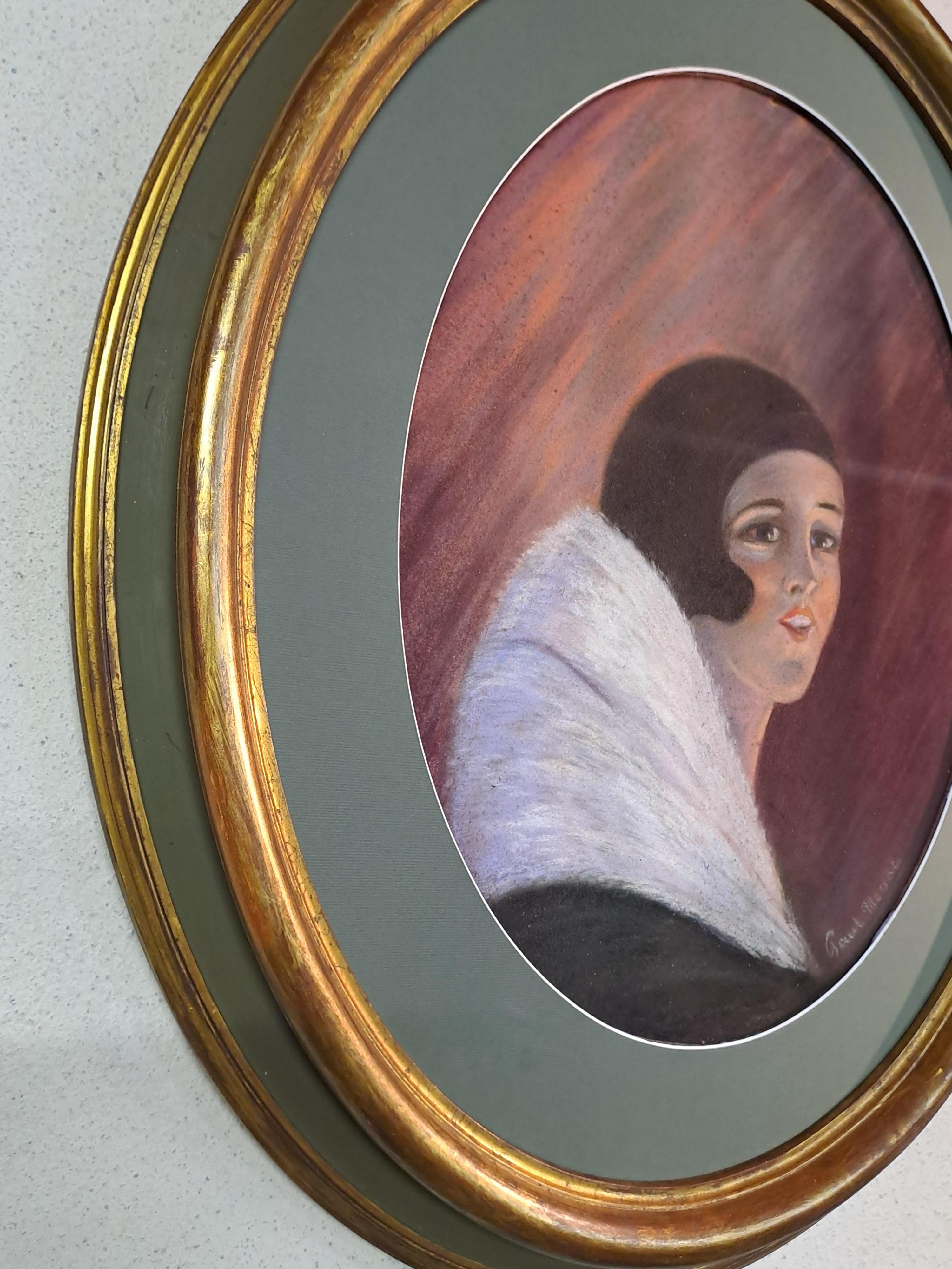 Retrato de época Art Déco de Paul Messac principios del siglo XX en venta