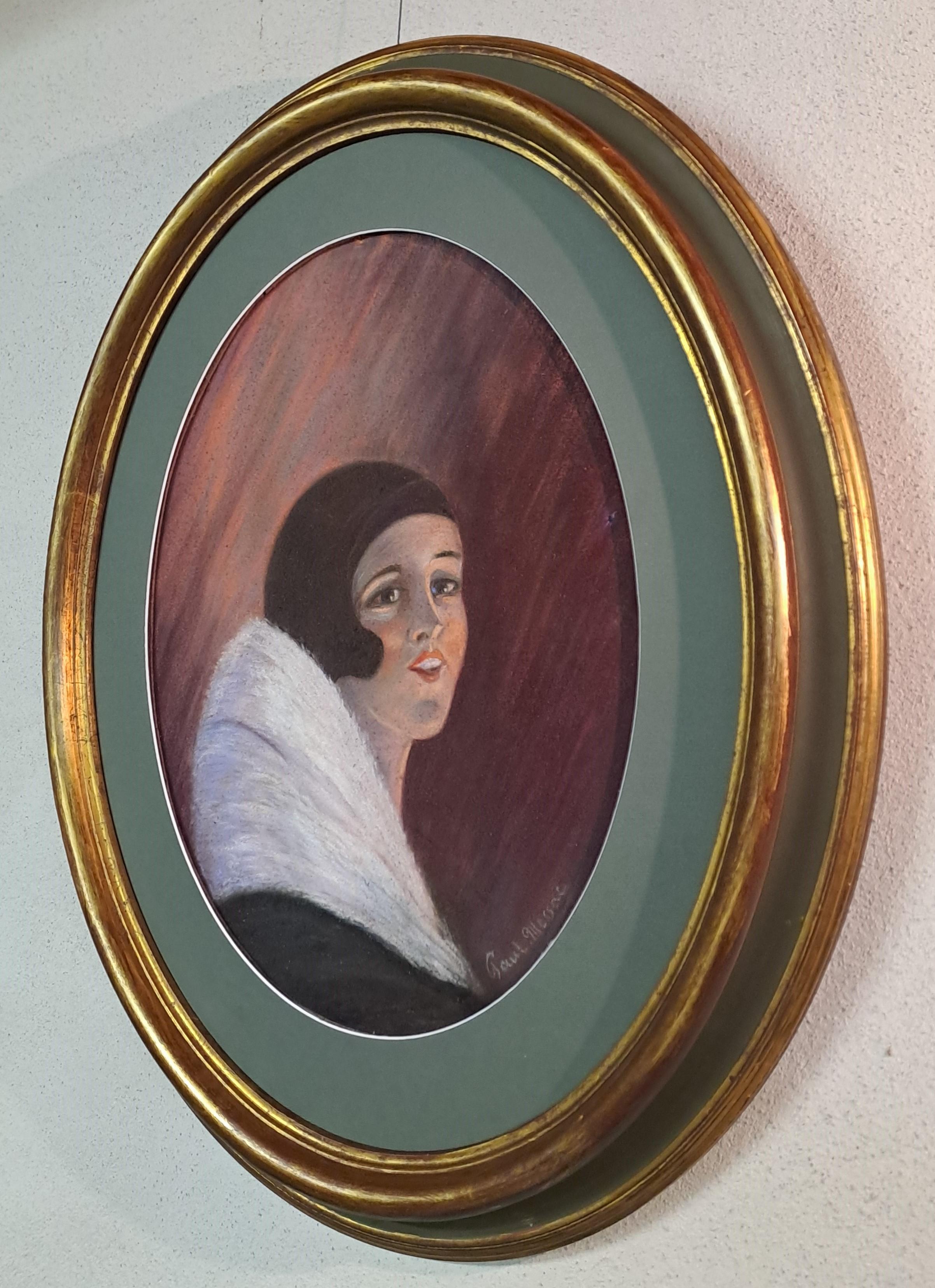 Retrato de época Art Déco de Paul Messac Papel en venta