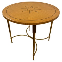 Art Deco Period Round Sycamore Table, Bronze Legs, France circa 1930.