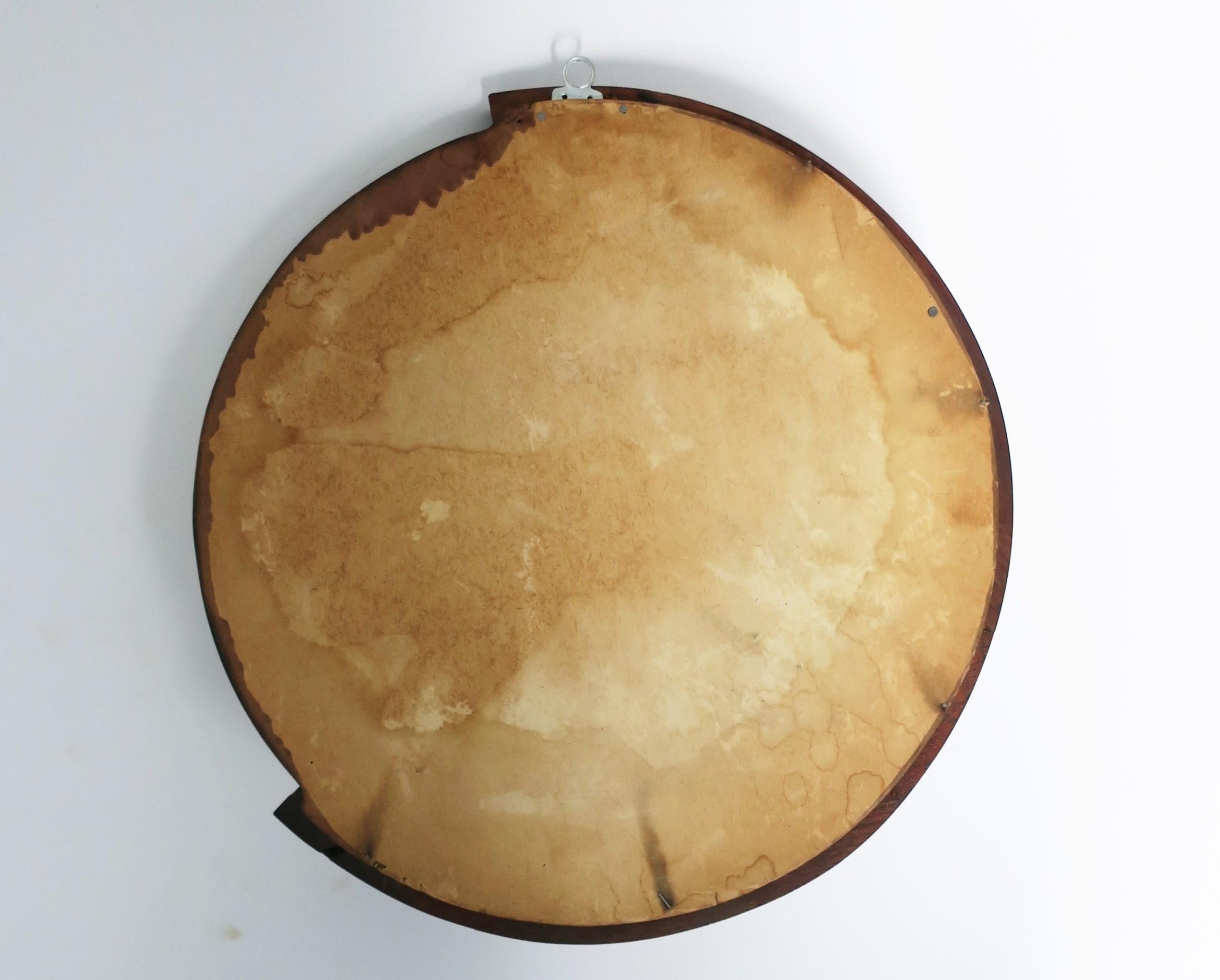 Art Deco Period Round Wood Wall Mirror with Shelf, Small 6