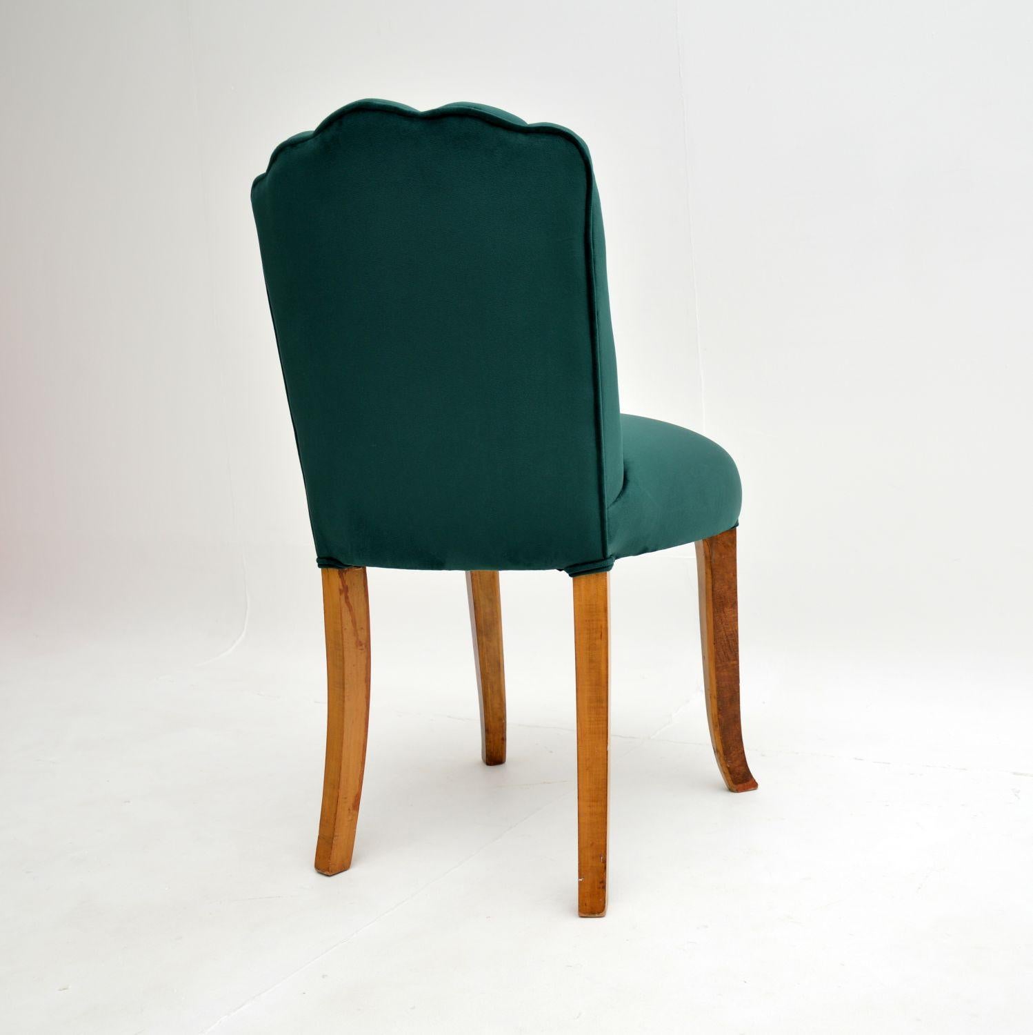 Velvet Art Deco Period Scallop Back Chair
